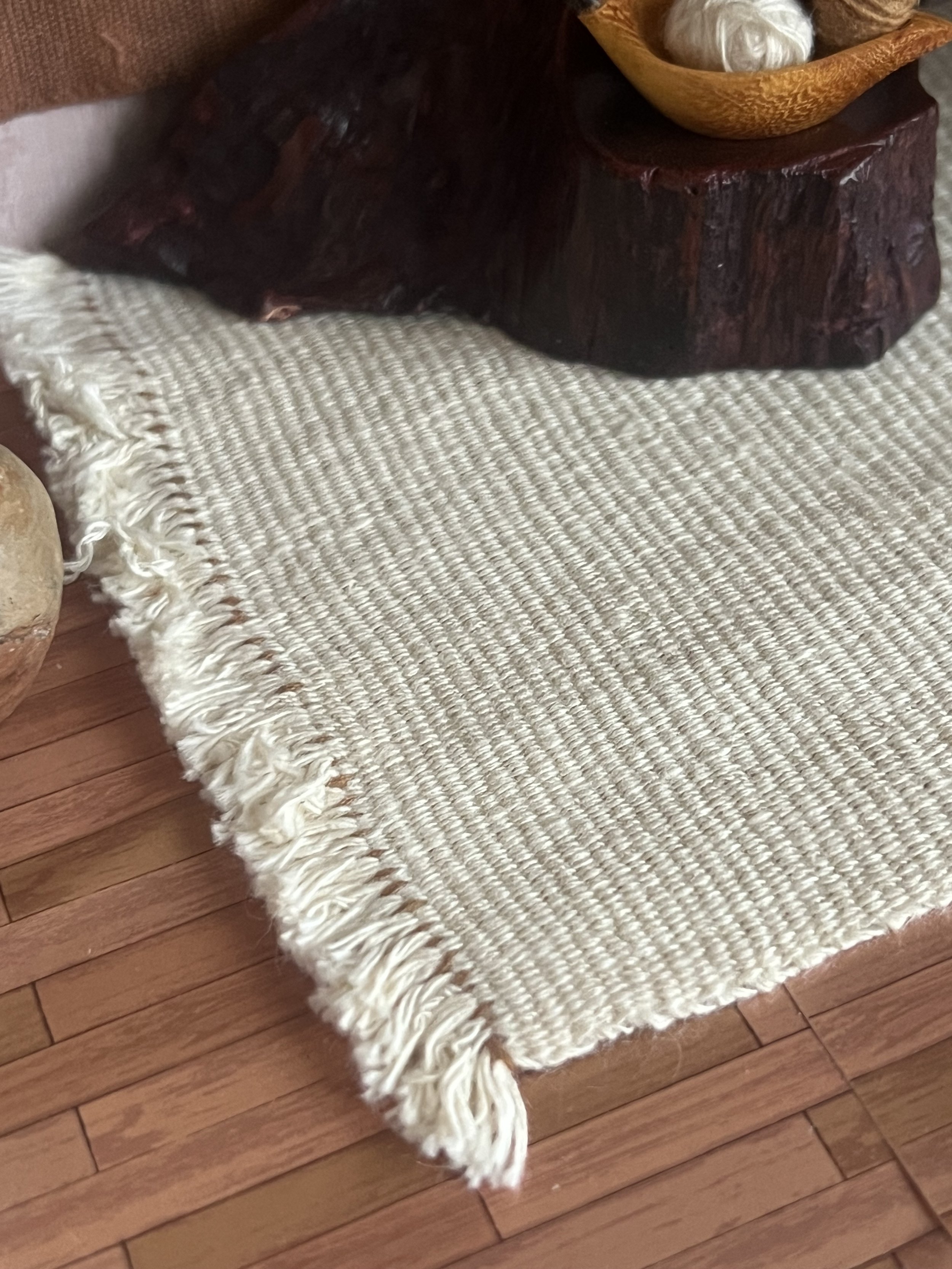 Algodón Nativo Miniature Throw Rug - Cream