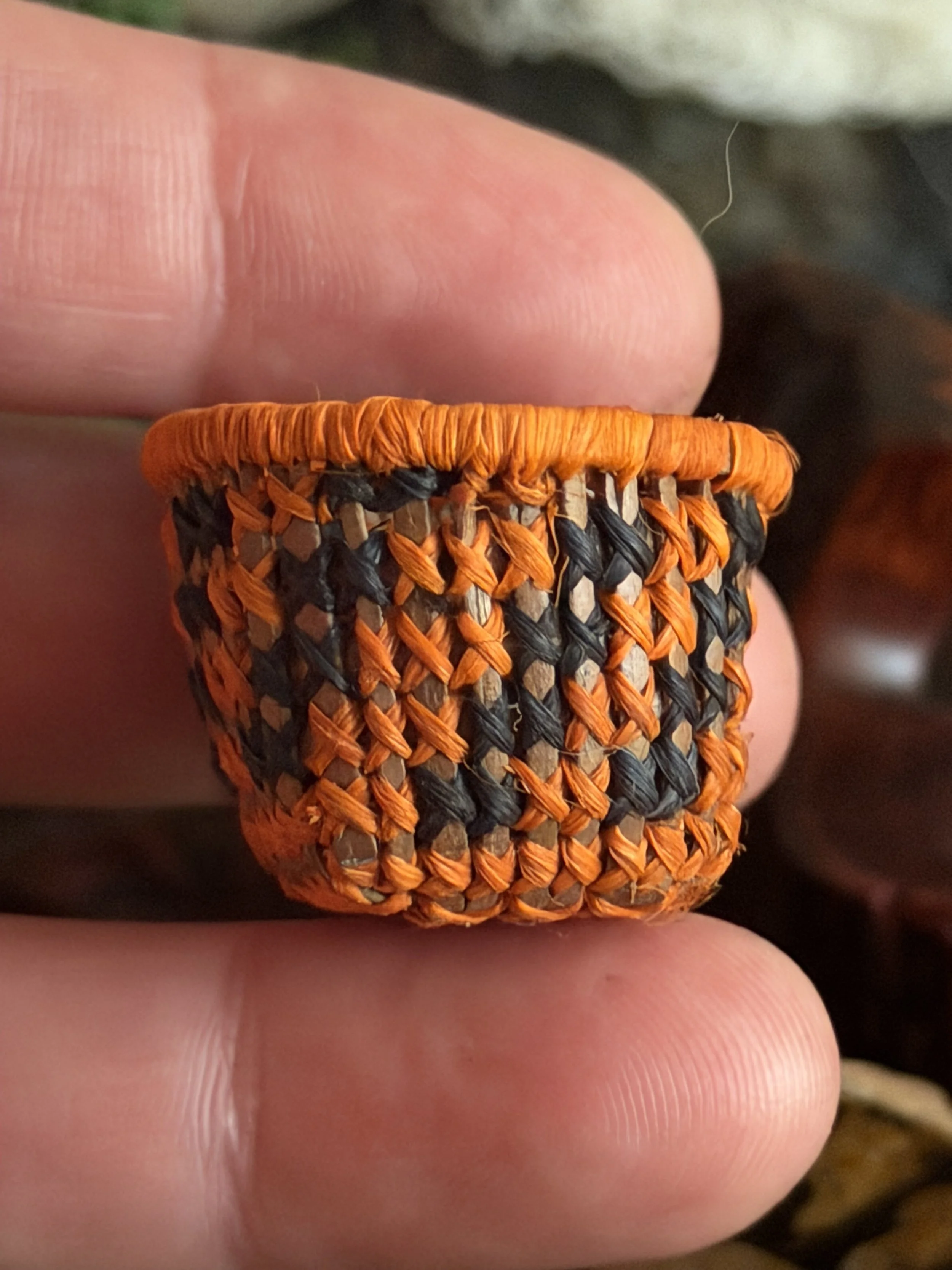 Round Miniature Basket - Huito Black and Achiote Orange
