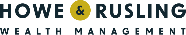 Logo for Howe & Rusling Wealth Management featuring the company name with a yellow circle around the ampersand.
