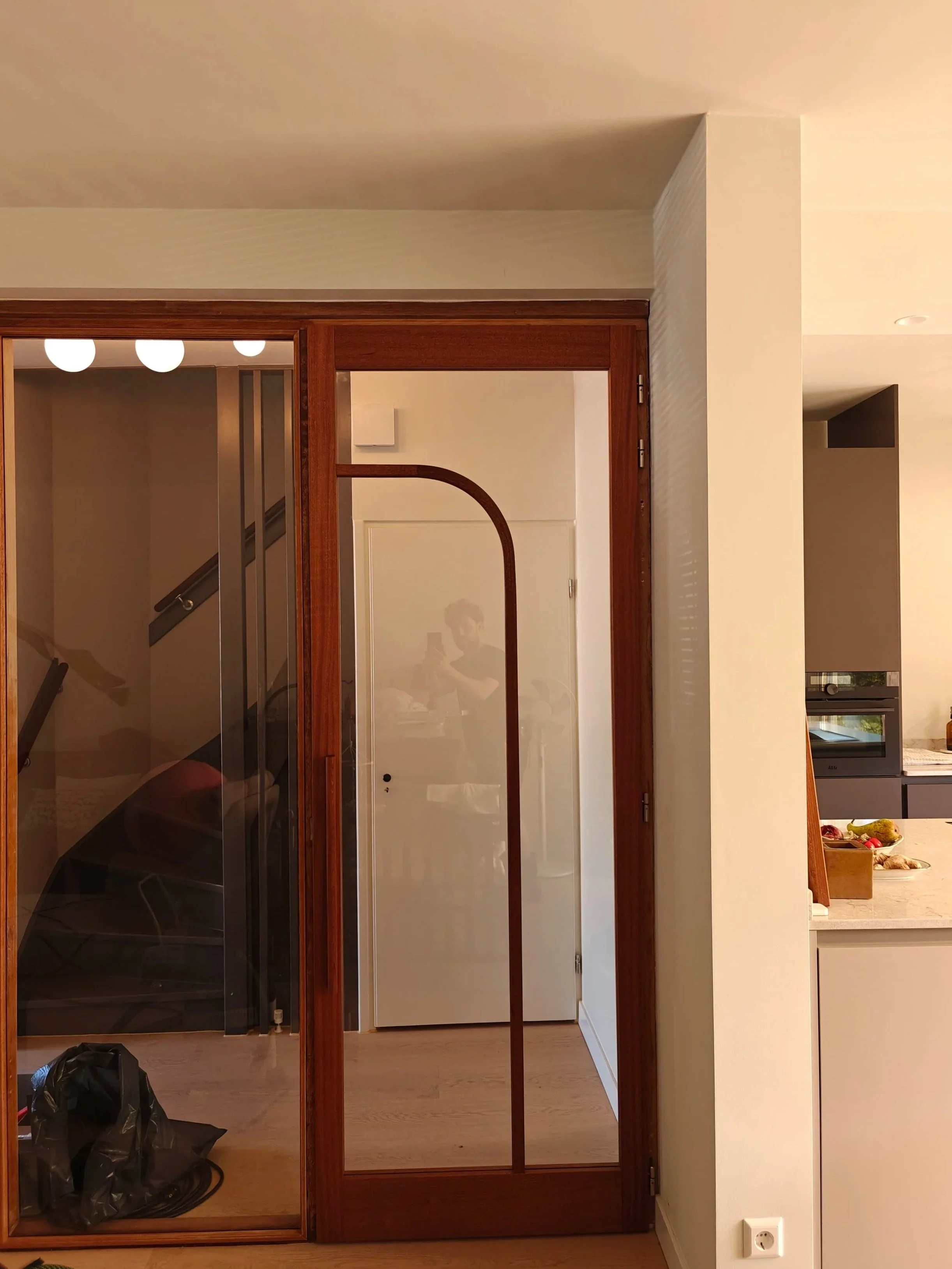 Binnendeur sapeli glas gebogen roede