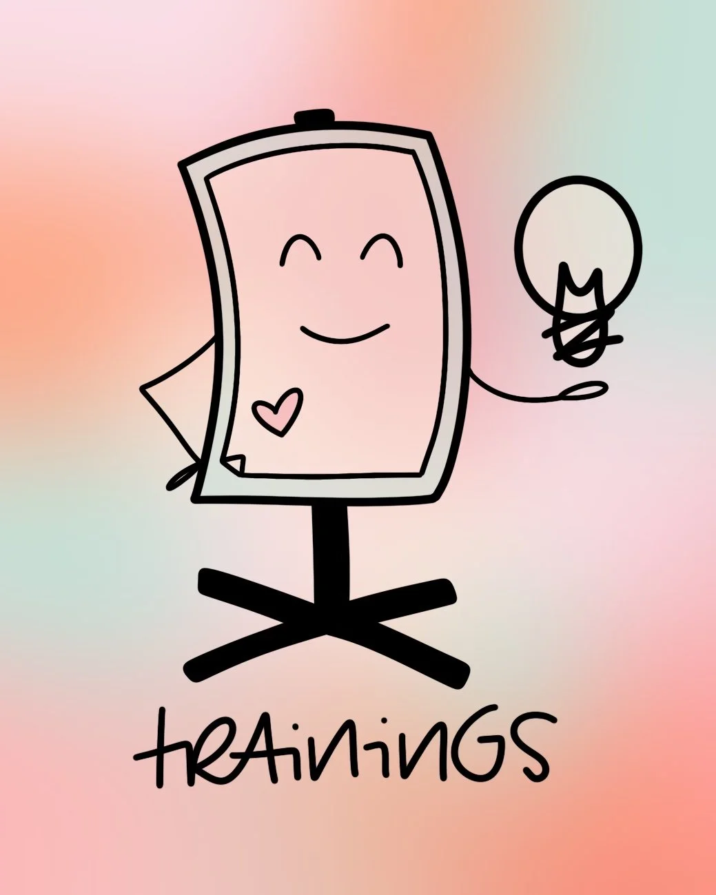 Ein Flipchart mit Herz und Hirn.