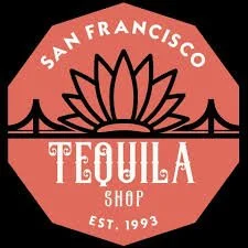 Logo for San Francisco Tequila Shop, established in 1993, featuring a stylized flower and bridge design.