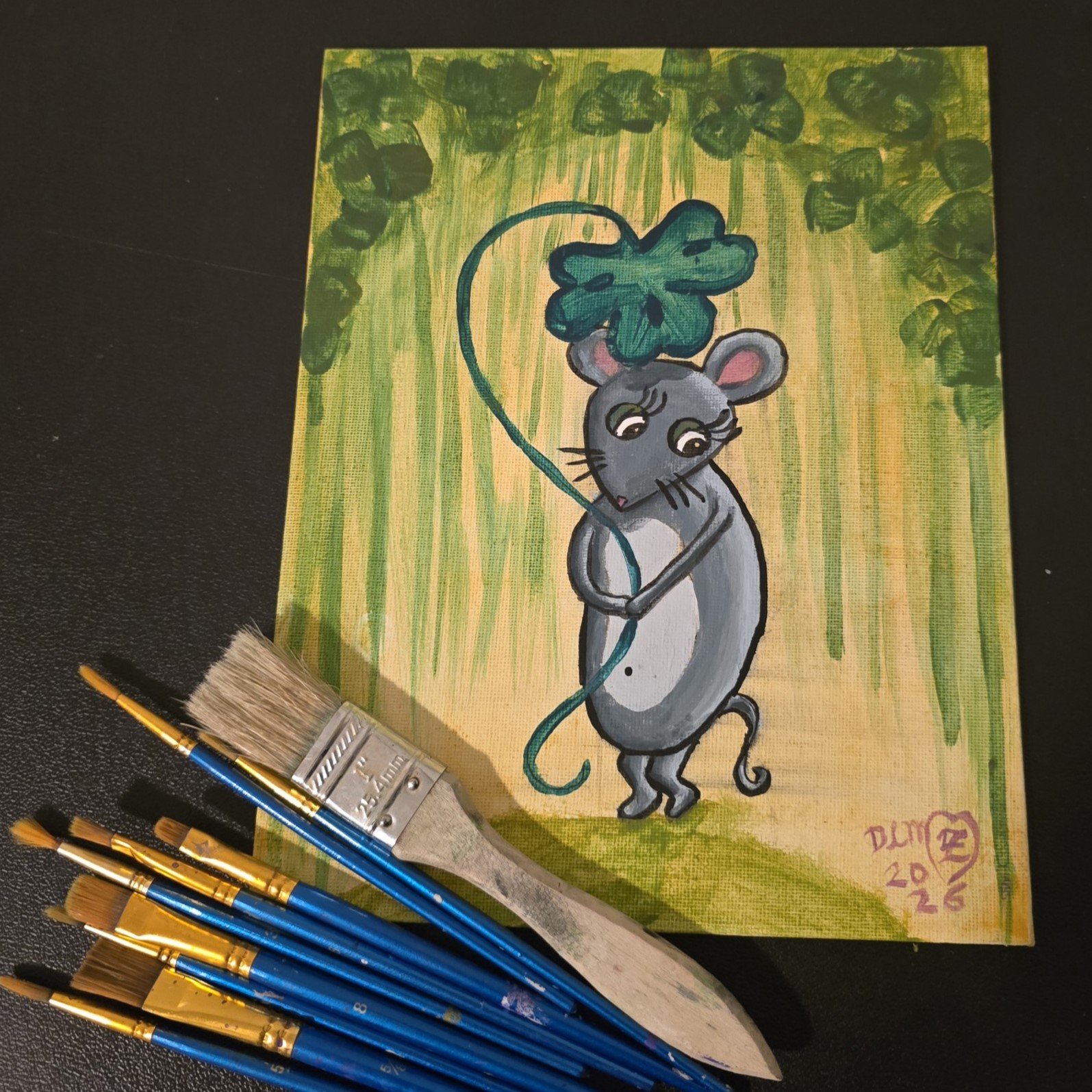 March 4, 2026 - Adult Acrylic Paint Class: Mouse and Clovers