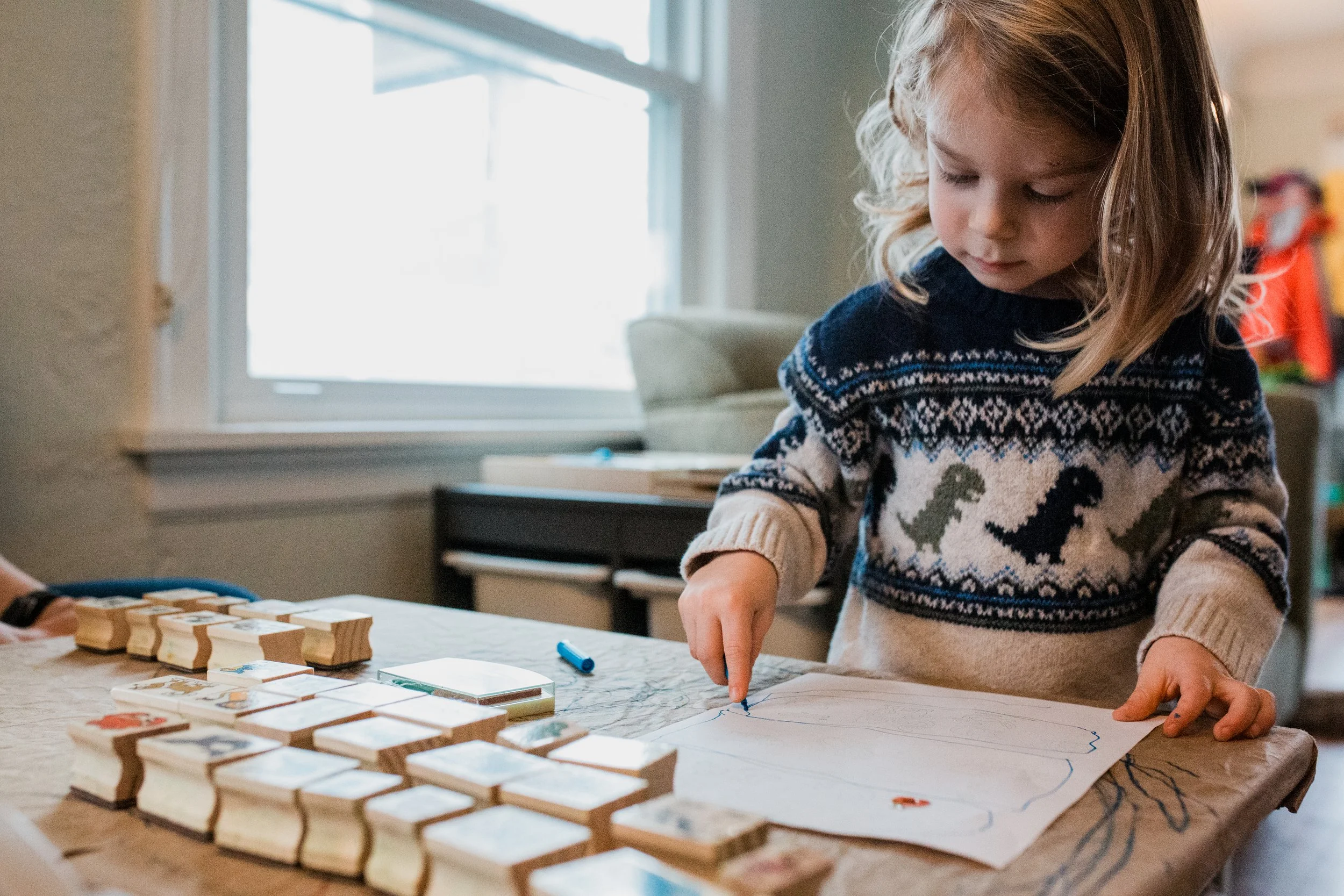toddler drawing at home in Seattle