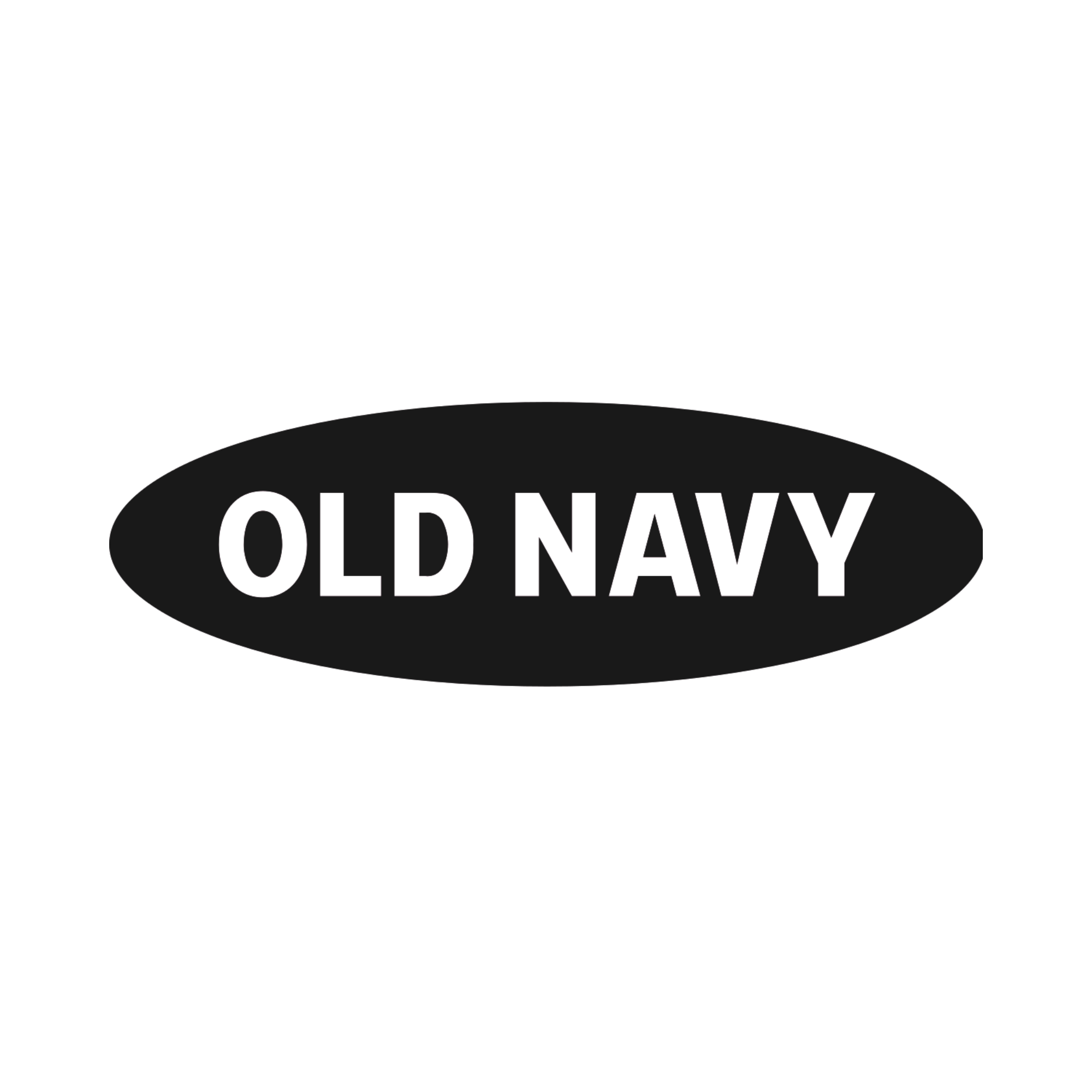 Black Old Navy logo on a black circular background.