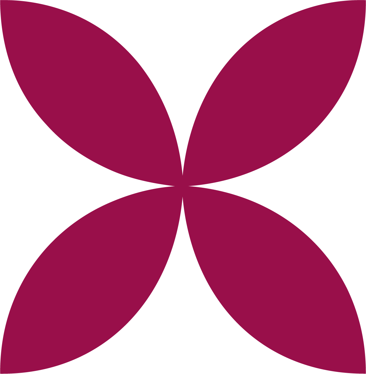 Four purple petal-like shapes arranged in a symmetrical pattern on a black background.