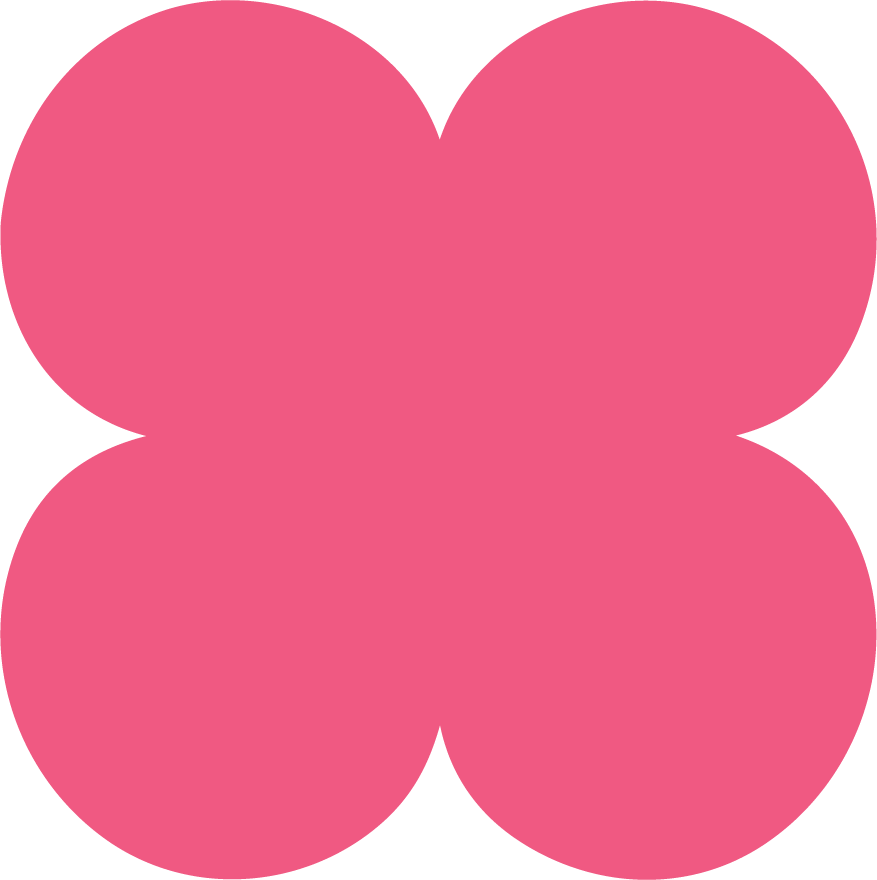 Four pink circles arranged in a square pattern, overlapping slightly.
