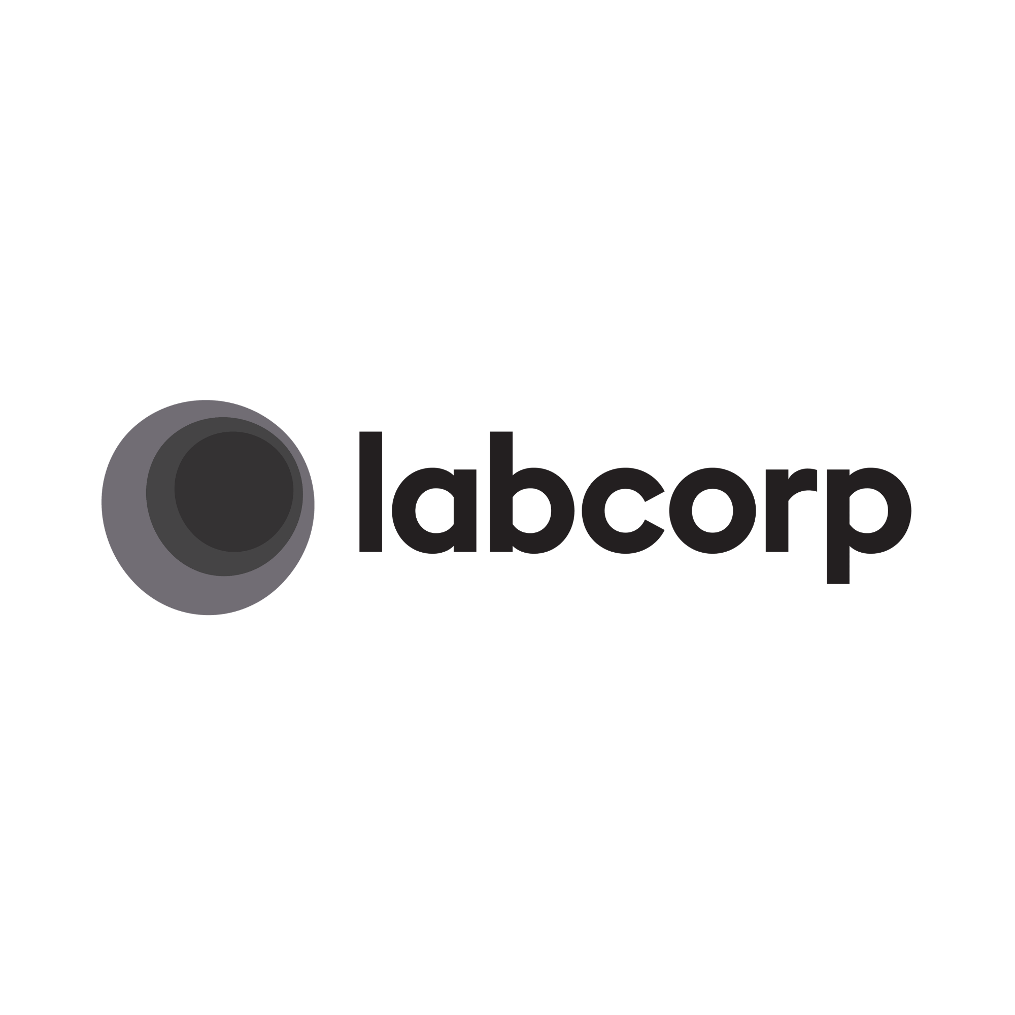 Black and gray logo with a stylized circular design and the word "labcorp" in lowercase letters.