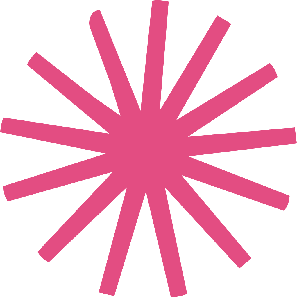Pink abstract geometric starburst shape on black background