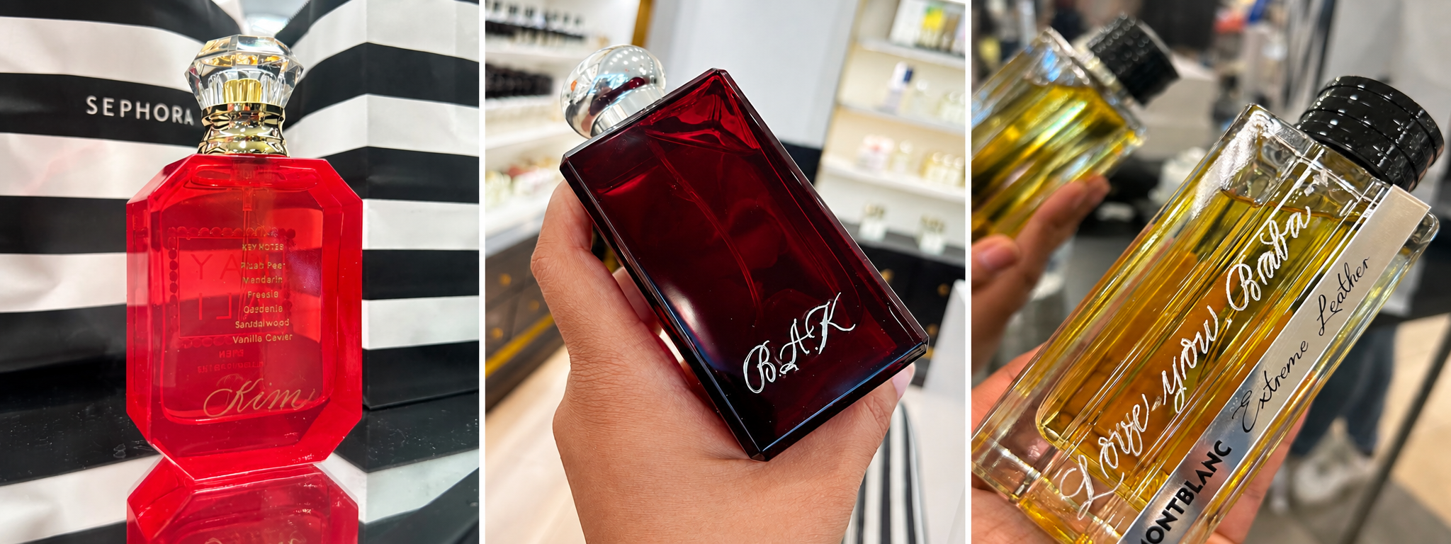 Luxury retail personalization including fragrance engraving, custom beauty products and hand-painted accessories