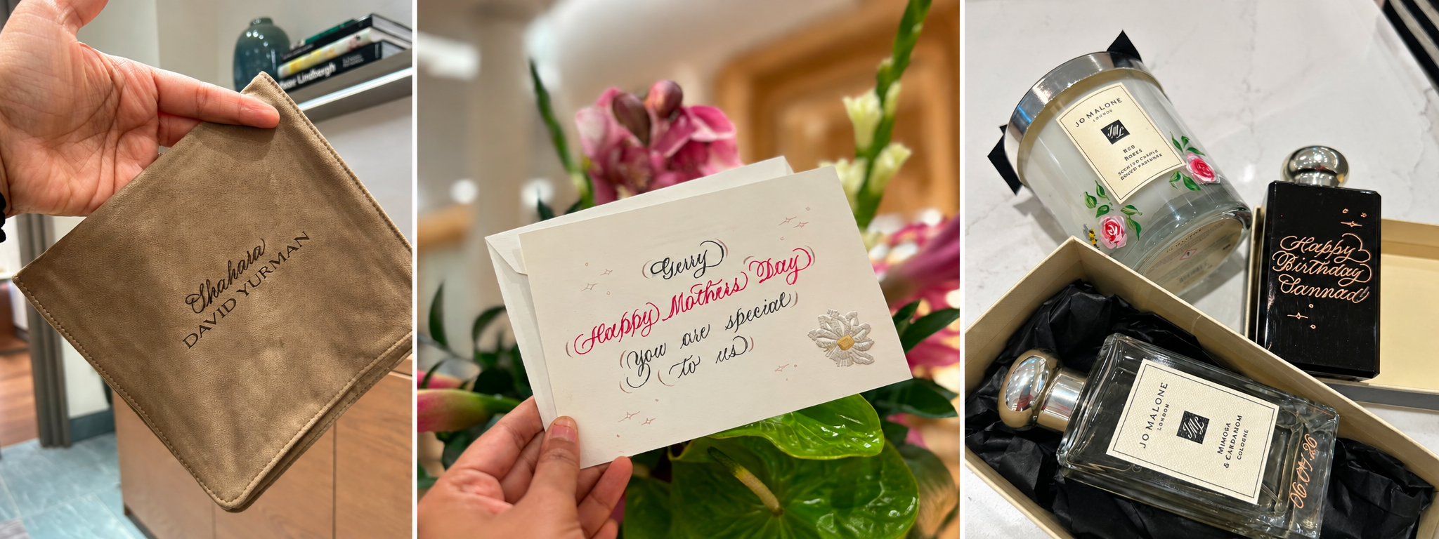 Live fragrance bottle engraving and hand-painted perfume personalization for luxury retail events