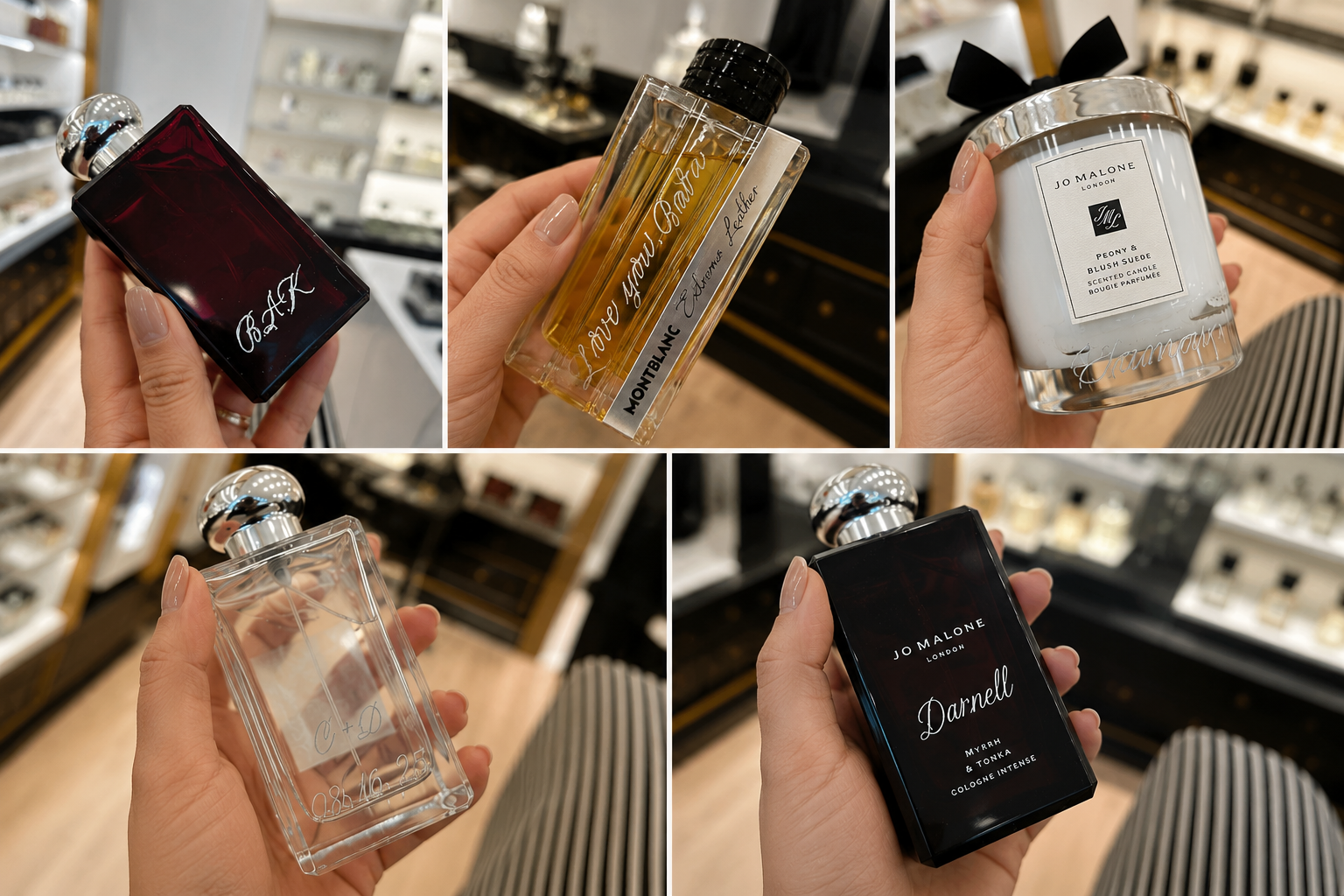 Live hand engraving on personalized luxury fragrance bottles for an in-store retail activation