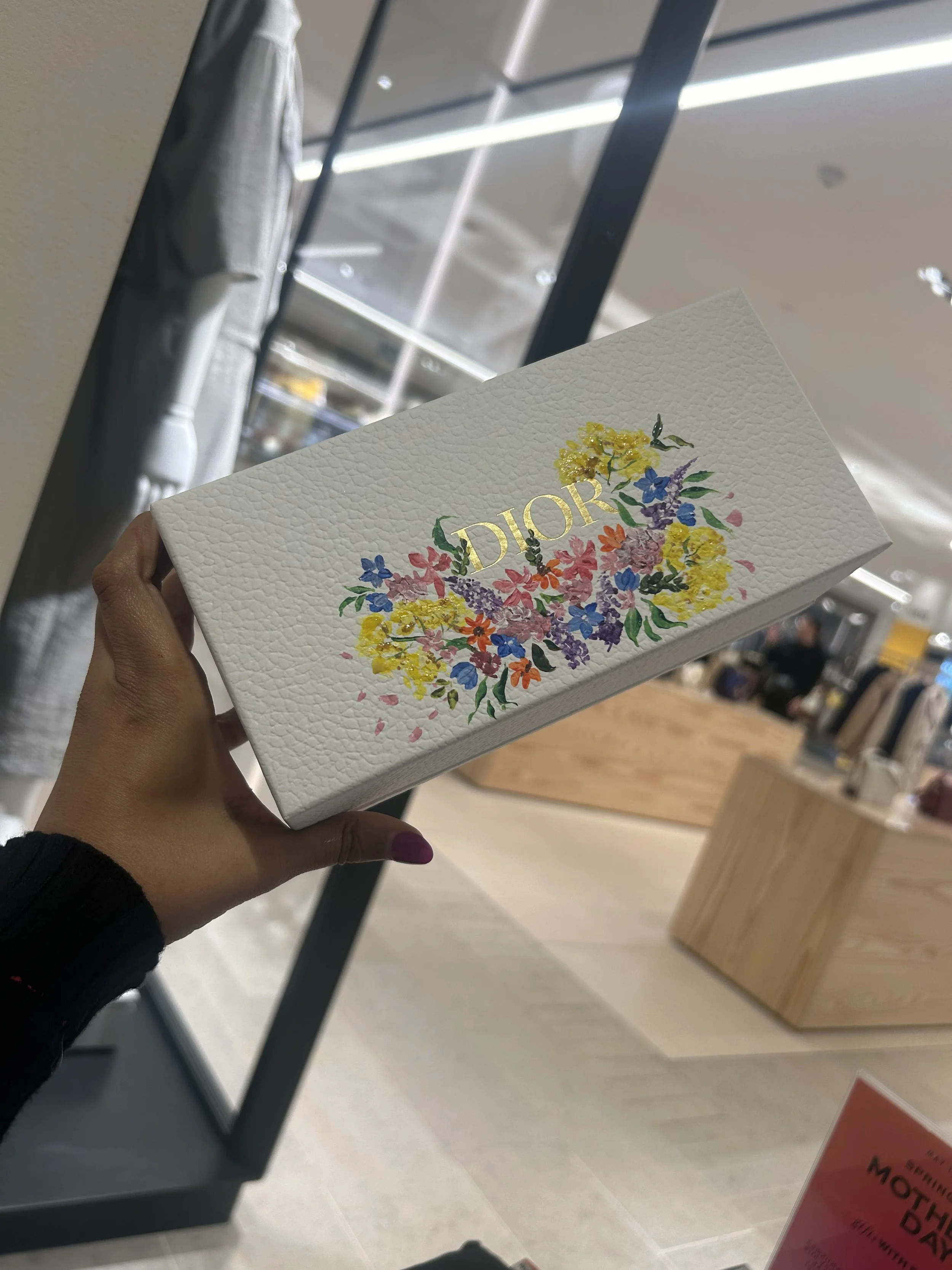 Hand-painted Box dior handpainted  for a luxury retail brand activation.