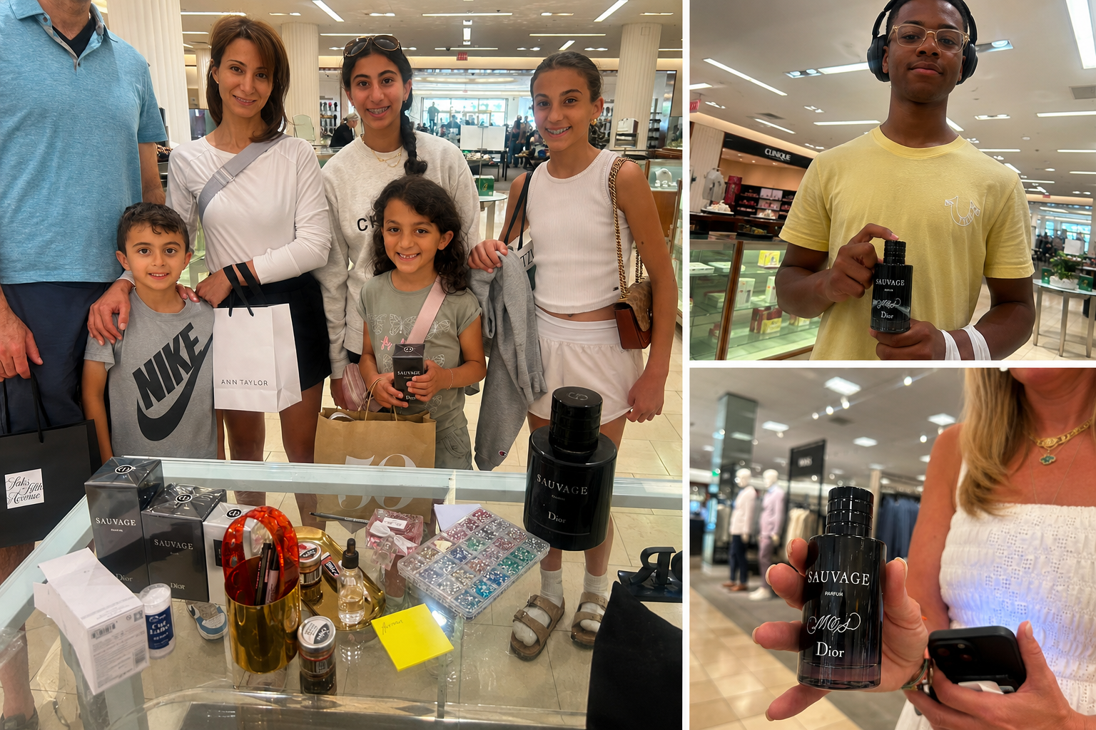 Guests enjoying personalized Dior fragrance engraving during a Father's Day luxury retail brand activation event featuring live engraving and custom perfume bottle personalization