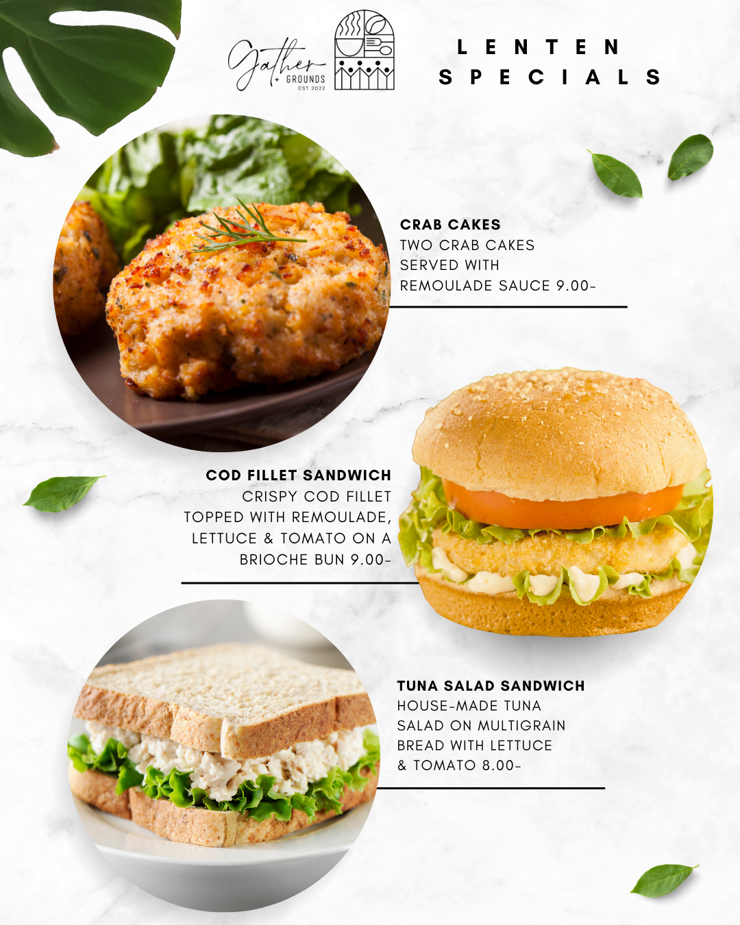 Lent specials at Gather + Grounds! 