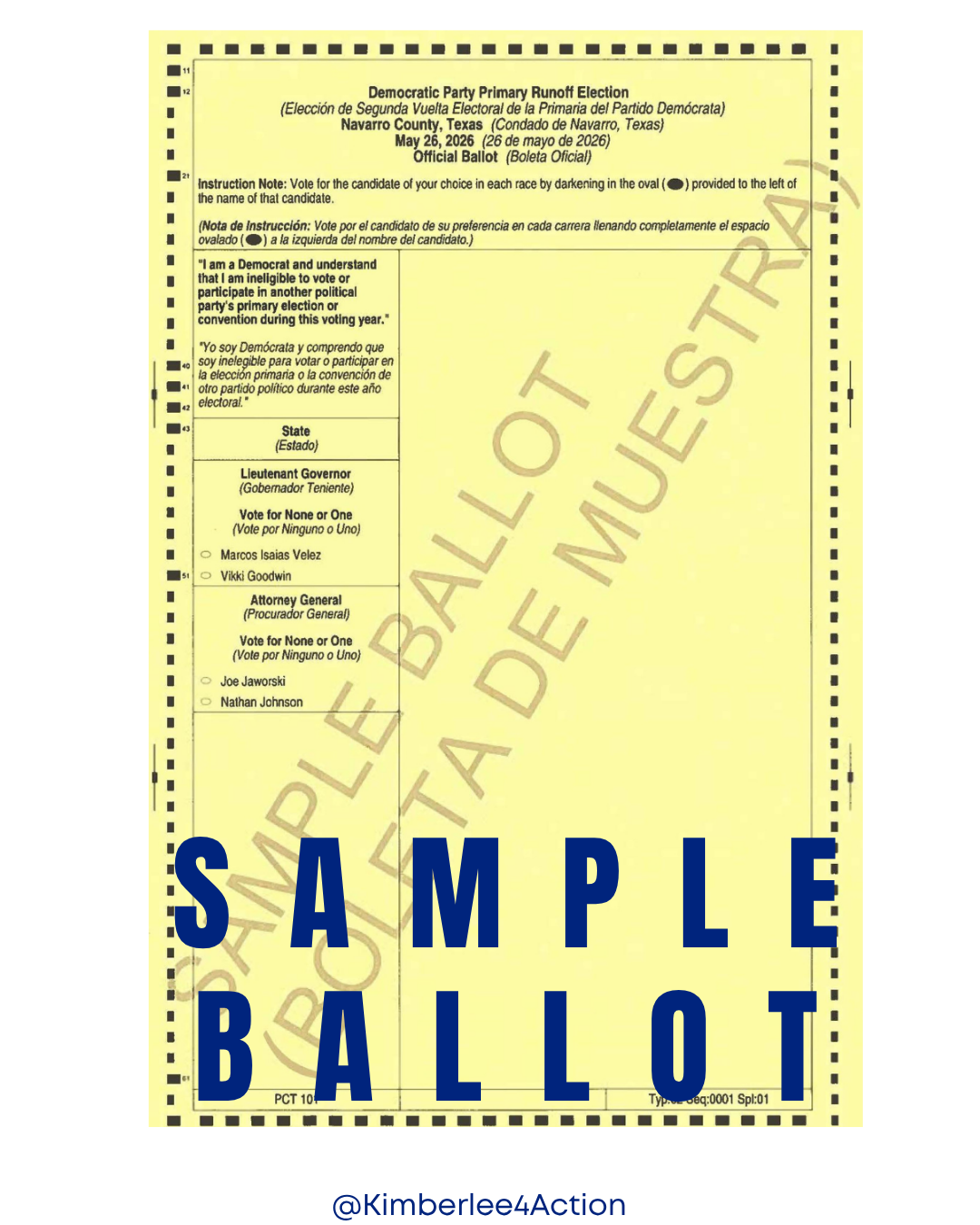 SAMPLE Ballot 2026 Runoff