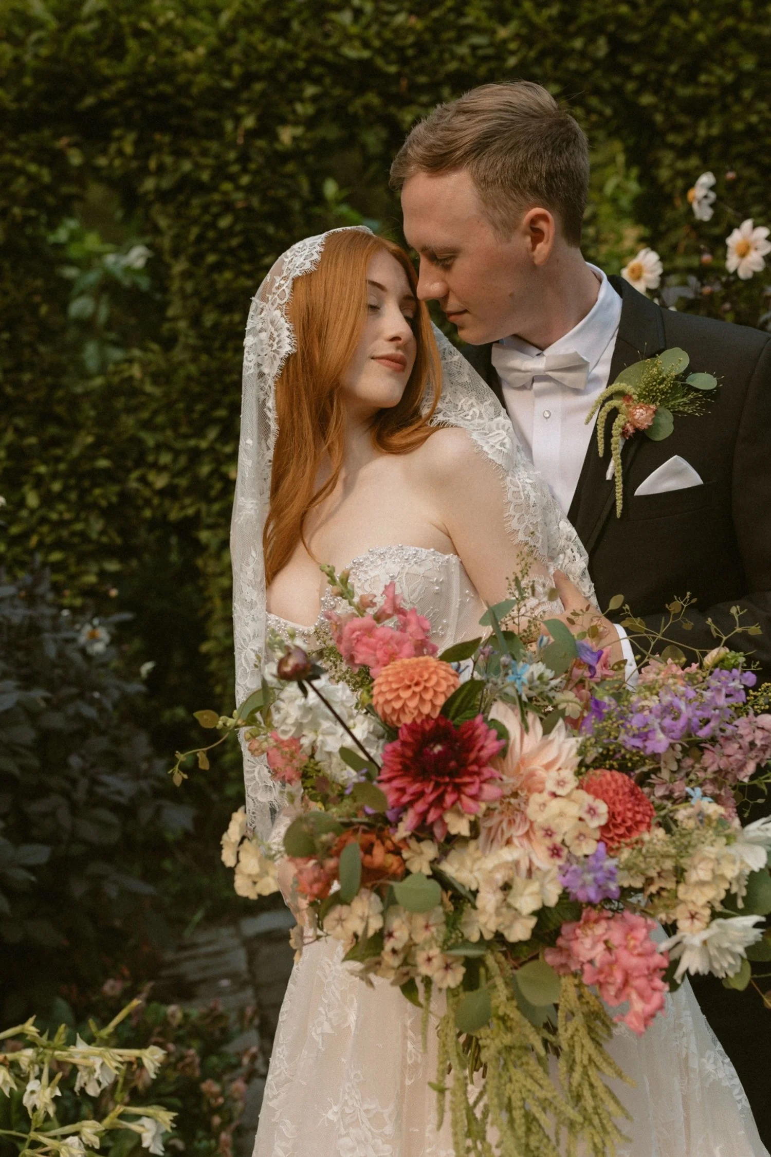 large bridal bouquet with dahlias
