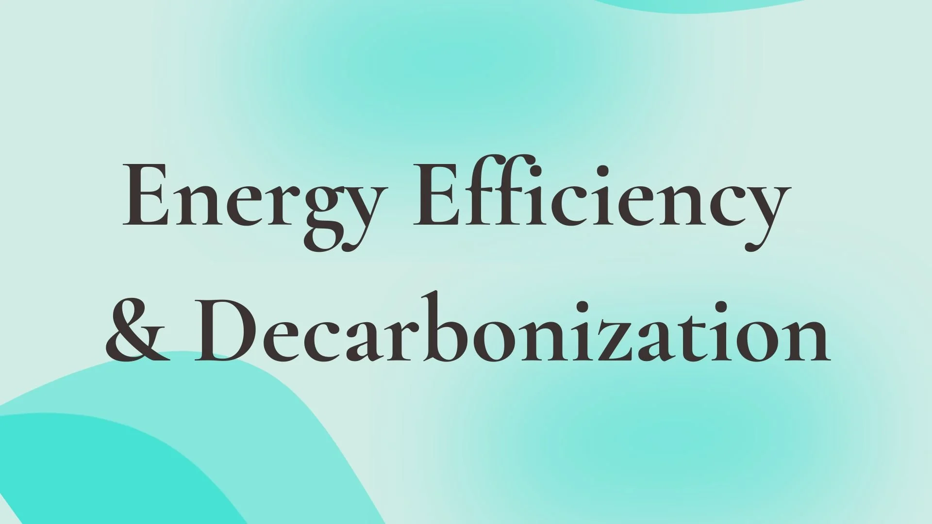 Energy Efficiency &amp; Decarbonization