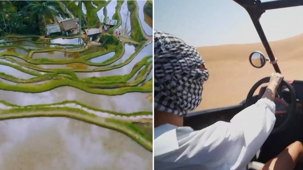 A tourism video meant to promote the Philippines included a clip of a person driving in the sand dunes of Dubai and rice terraces of Indonesia.