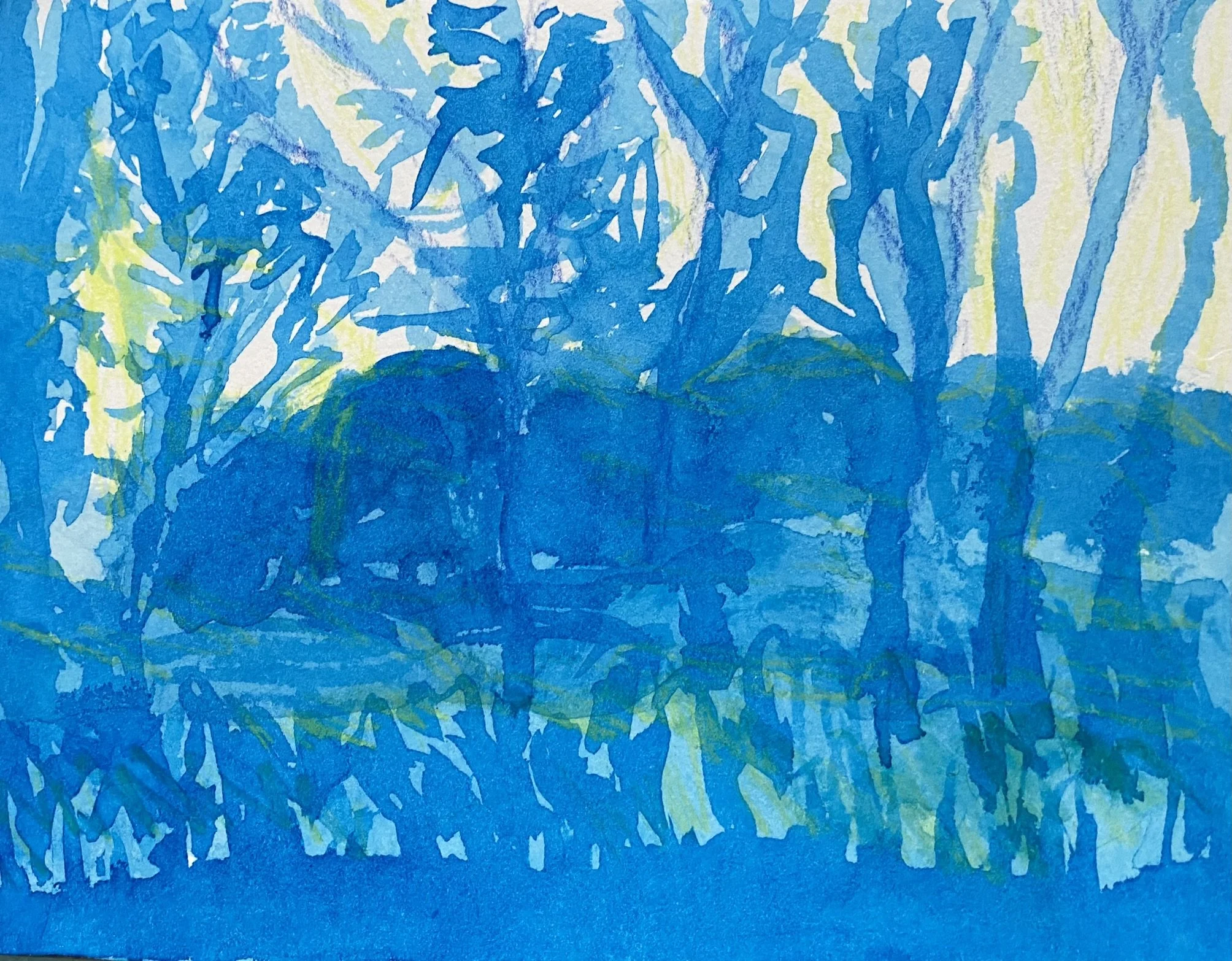 enoggera1 (2023). ink and coloured pencil on paper, 14 x 18 cm.

