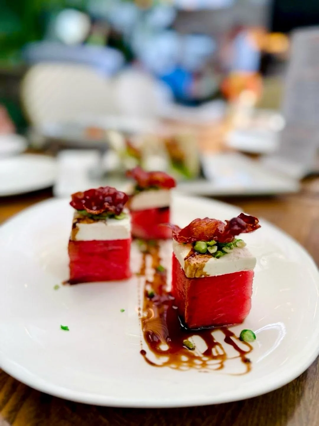 When in season, one of our favs. Always fresh and surprisingly irresistible: the watermelon and feta with crispy prosciutto. 
#HaitiBites #LeBistro #EatFresh #EatLocal