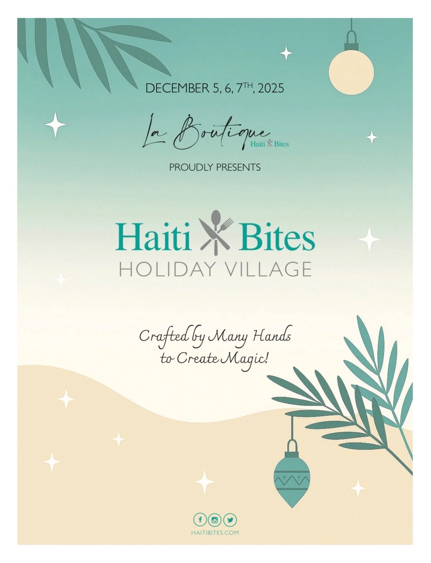 The season of giving lokal is here ✨
This December 5, 6 &amp; 7, step into our first Ha&iuml;ti Bites Holiday Village &mdash; a warm, tropical Christmas pop-up crafted by many hands and filled with the beauty of local artisans.

A curated selection o
