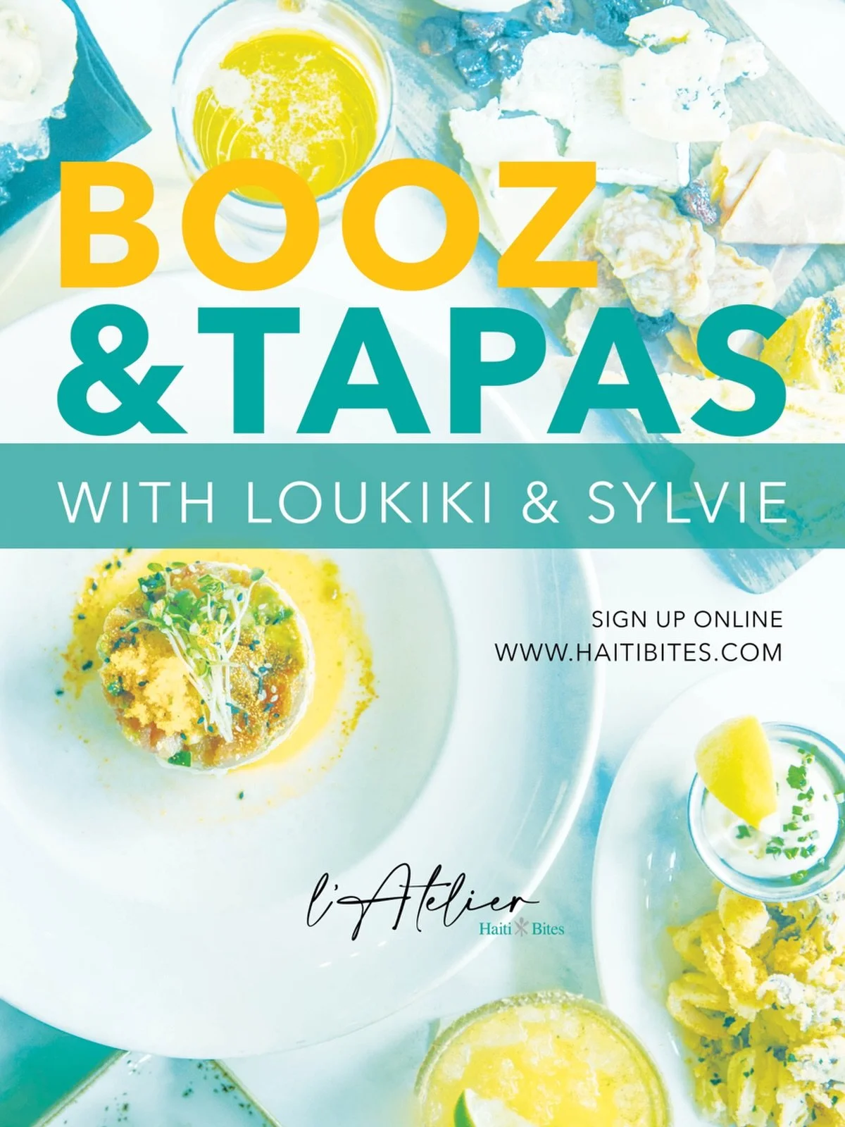 Three cocktails.
Three small plates.
One kitchen filled with laughter.

Booz &amp; Tapas is where cooking meets sipping, and the night takes care of itself.
Come hungry. Leave happy.

#LAtelier 
#HaitiBites
#Booz&amp;Tapas
#Loukiki&amp;Sylvie
#Cookin