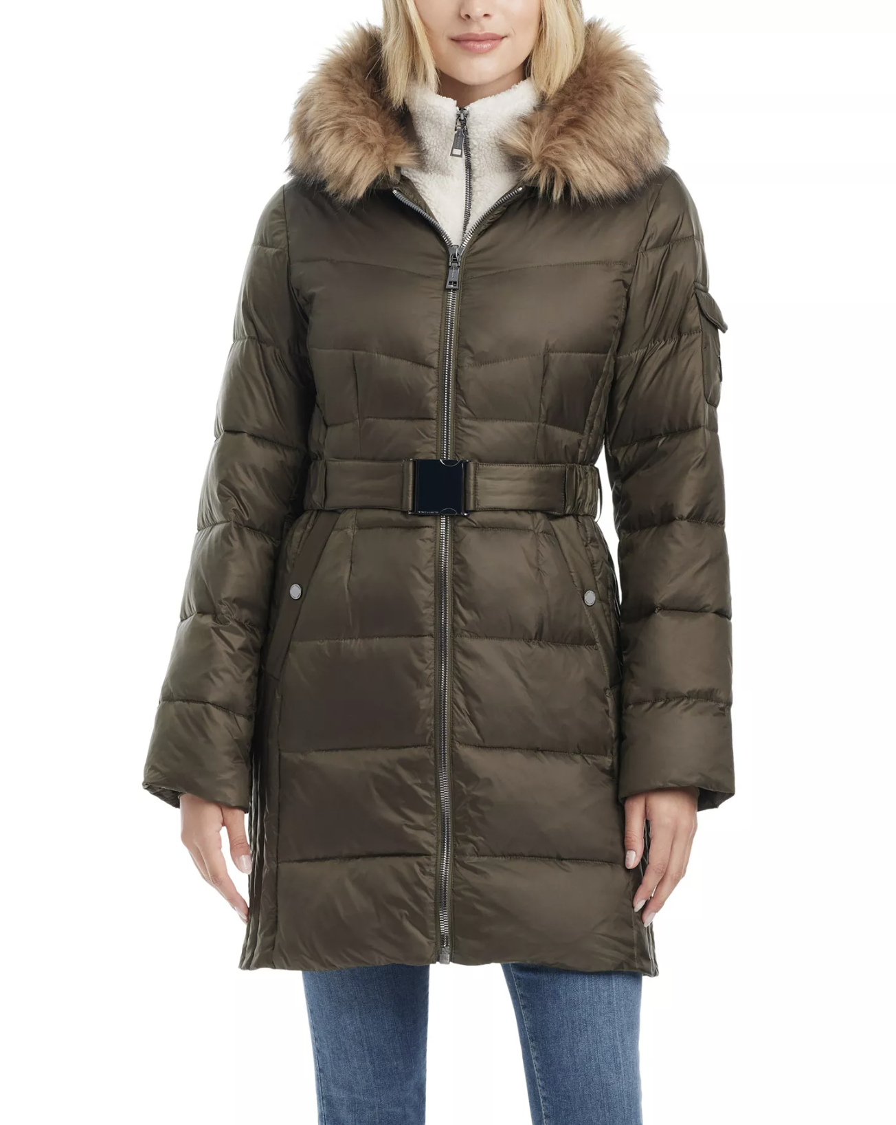 Vince Camuto fitted mid-length puffer coat for women