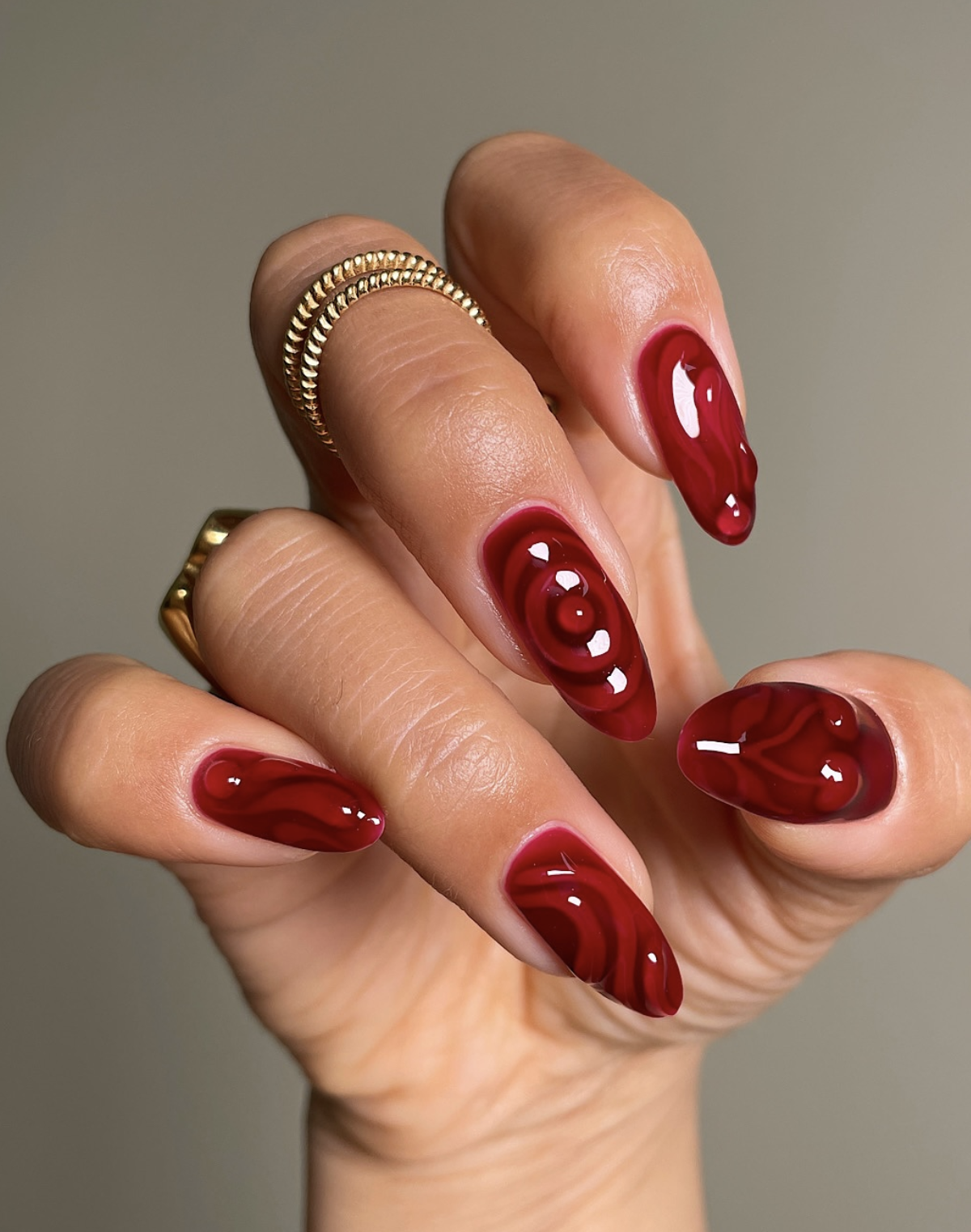 Red ombré nail polish manicure