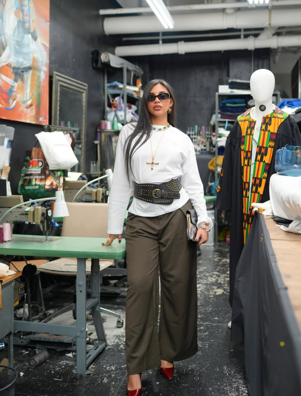 woman posing wearing a modest outfit