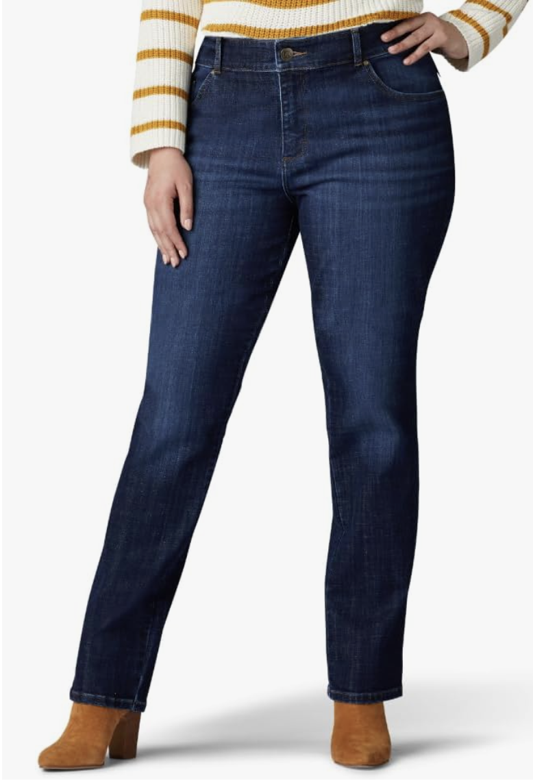 Lee relaxed straight-leg jeans available in women’s plus sizes.