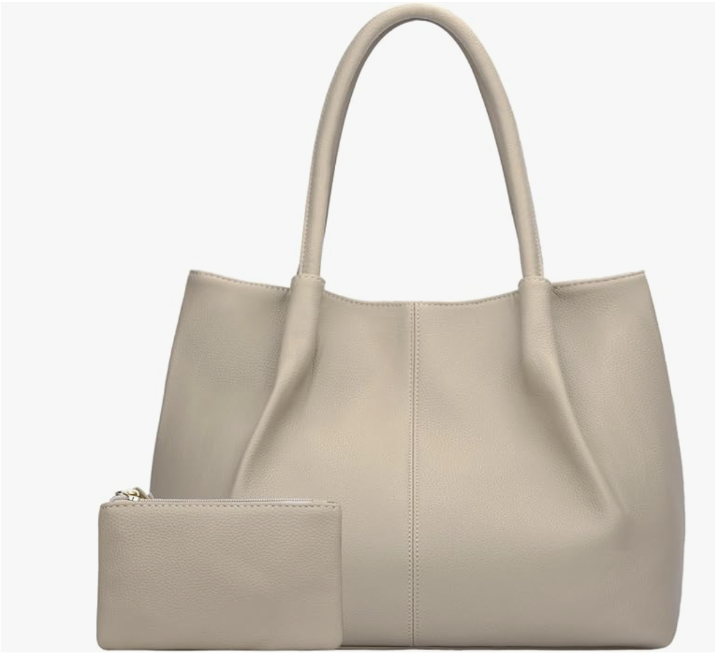 Beige minimalist structured women's summer tote bag under $100 from Amazon