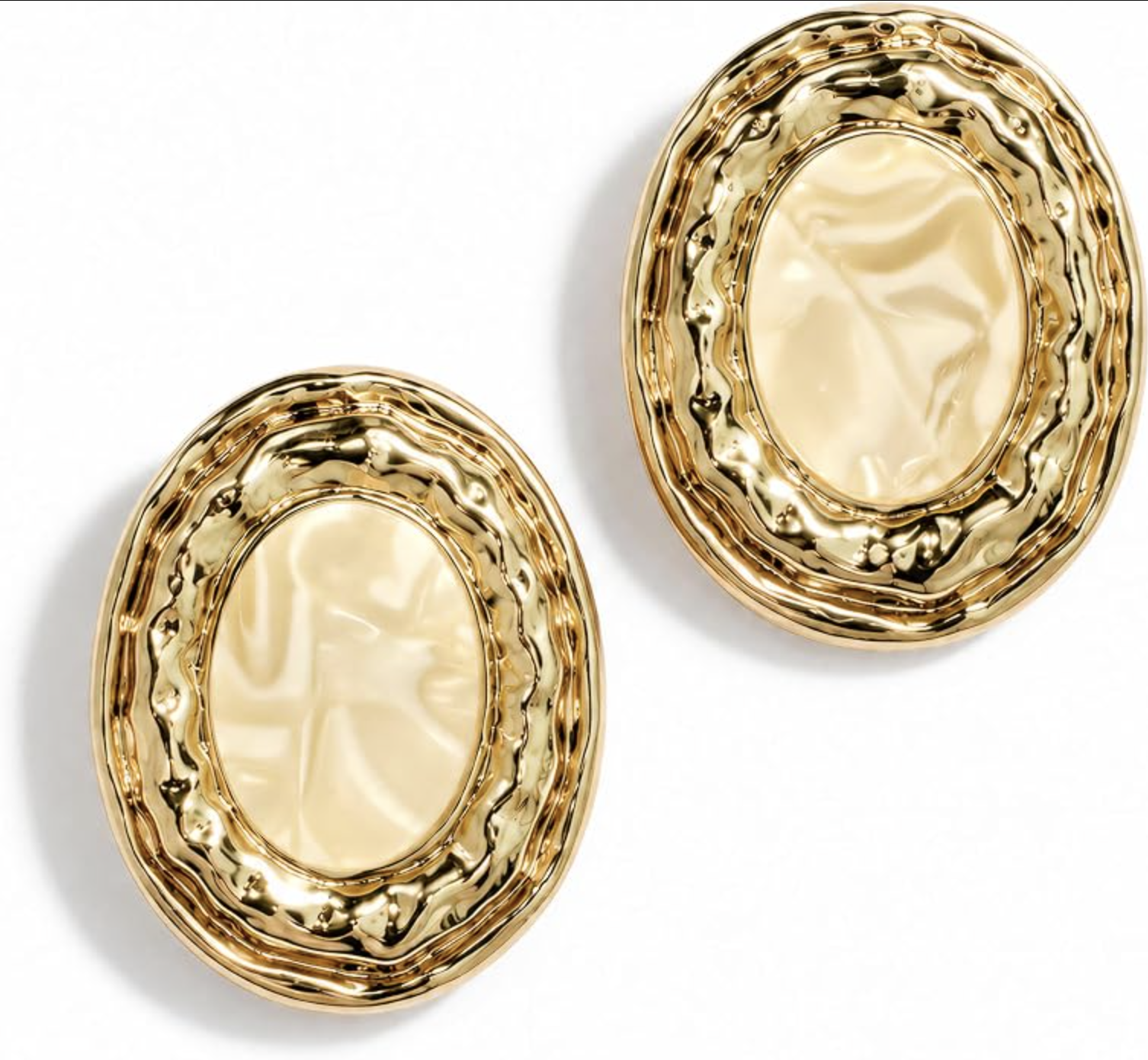 Chunky textured gold-tone acetate stud earrings for women.