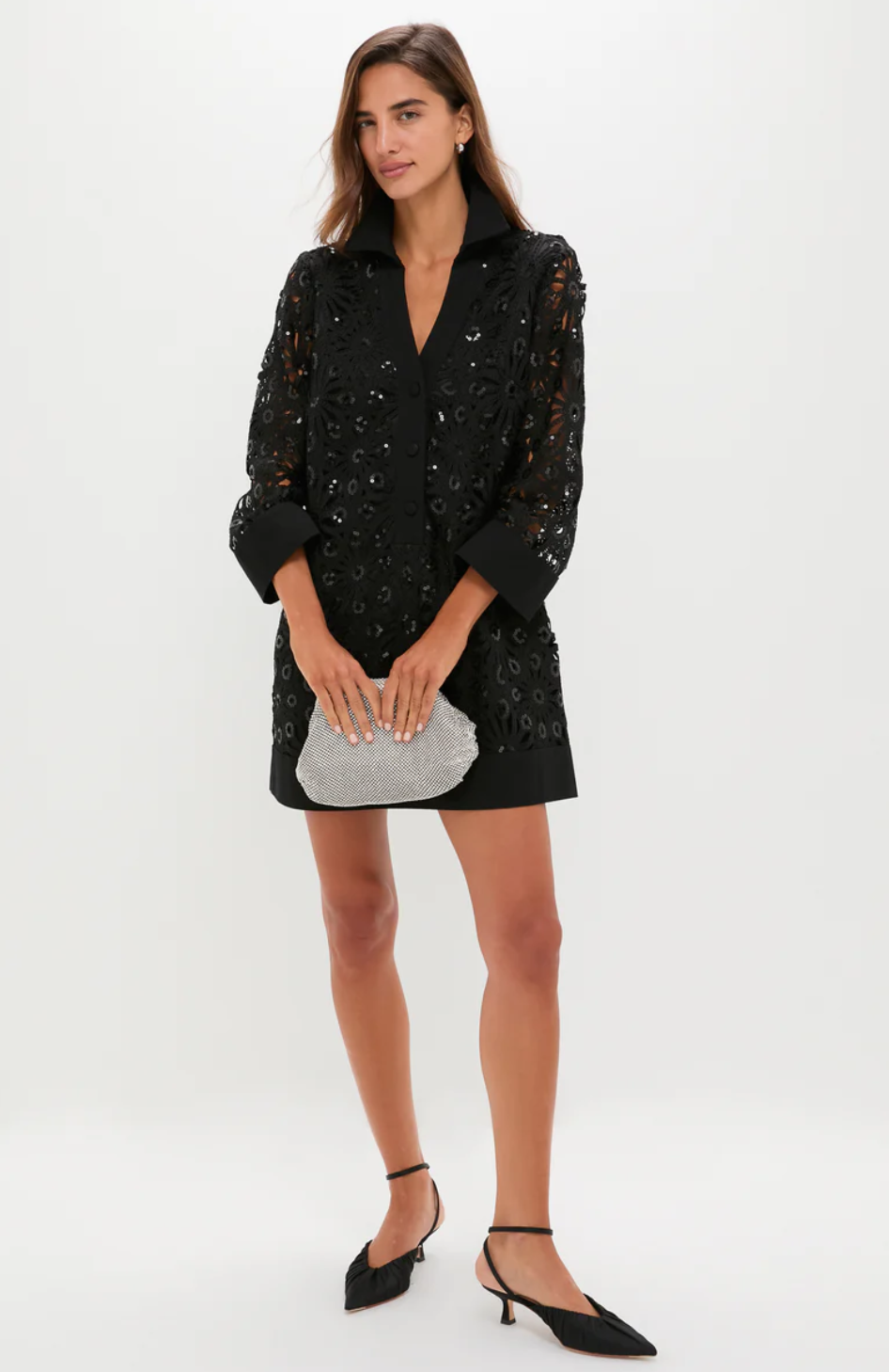 Tuckernuck Black Crochet Sparkle Collier Dress $198
