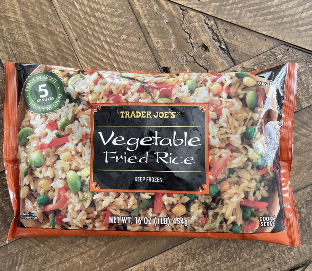 Trader Joe's Vegetable Fried Rice topped with an egg