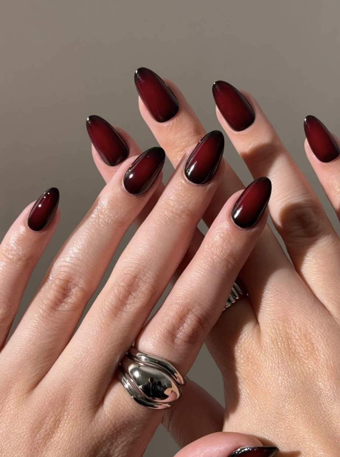 Red aura nail art manicure trend