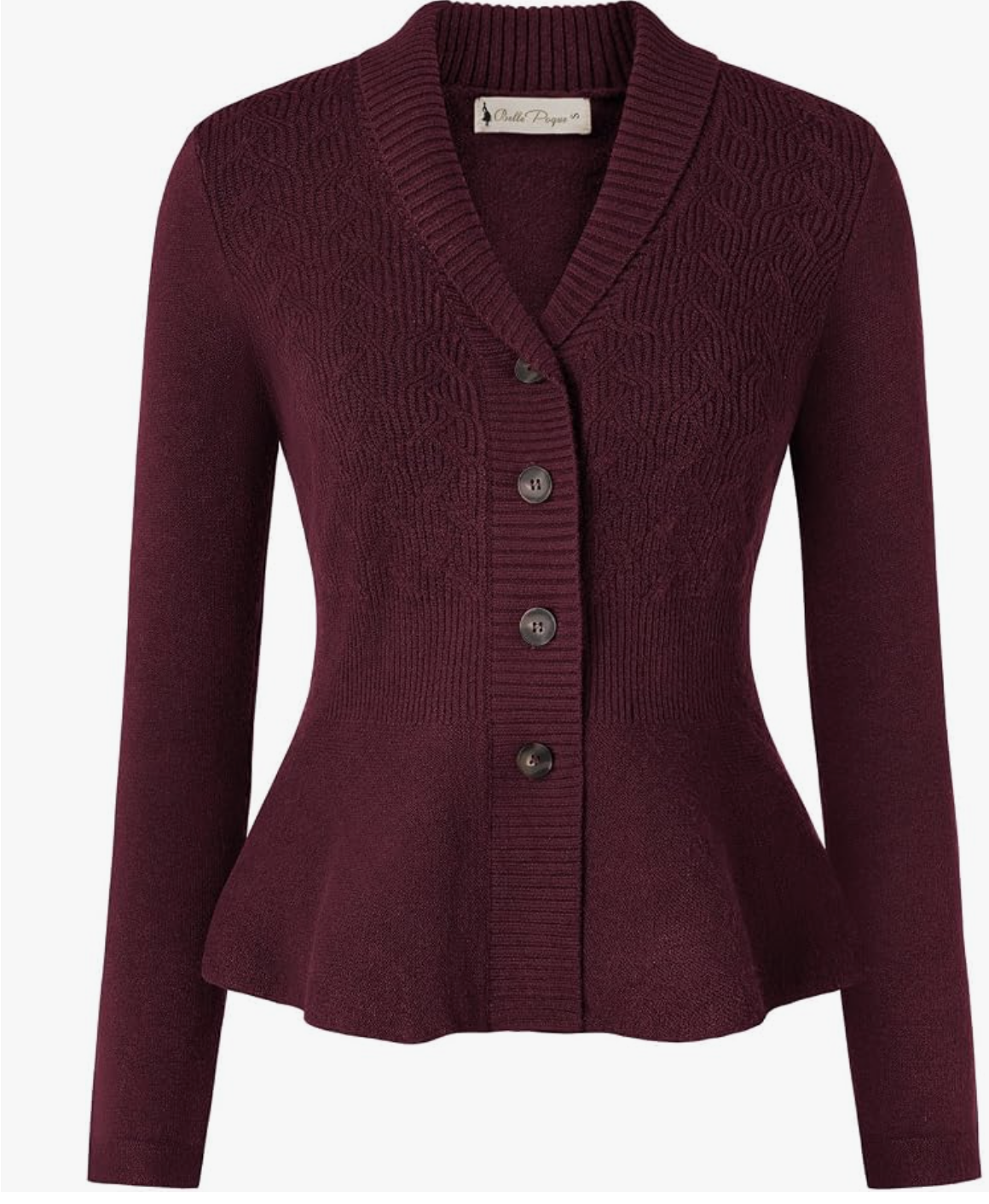 Bell-Sleeve Shaped-Waist Cardigan, product photo.