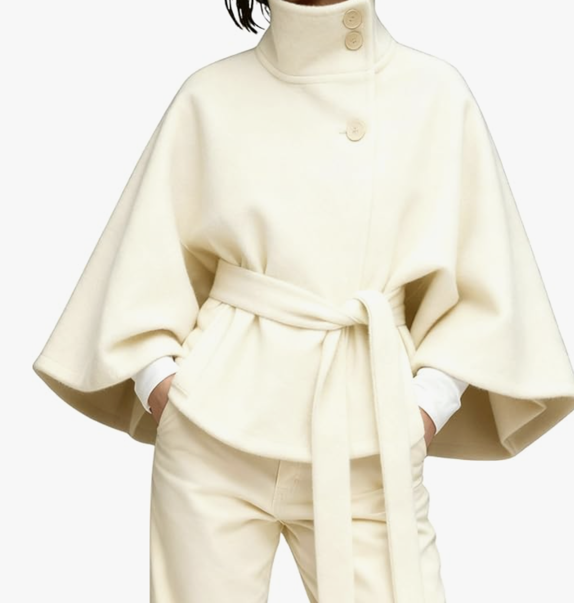 Batwing Sleeve Ponchos Pea Coat