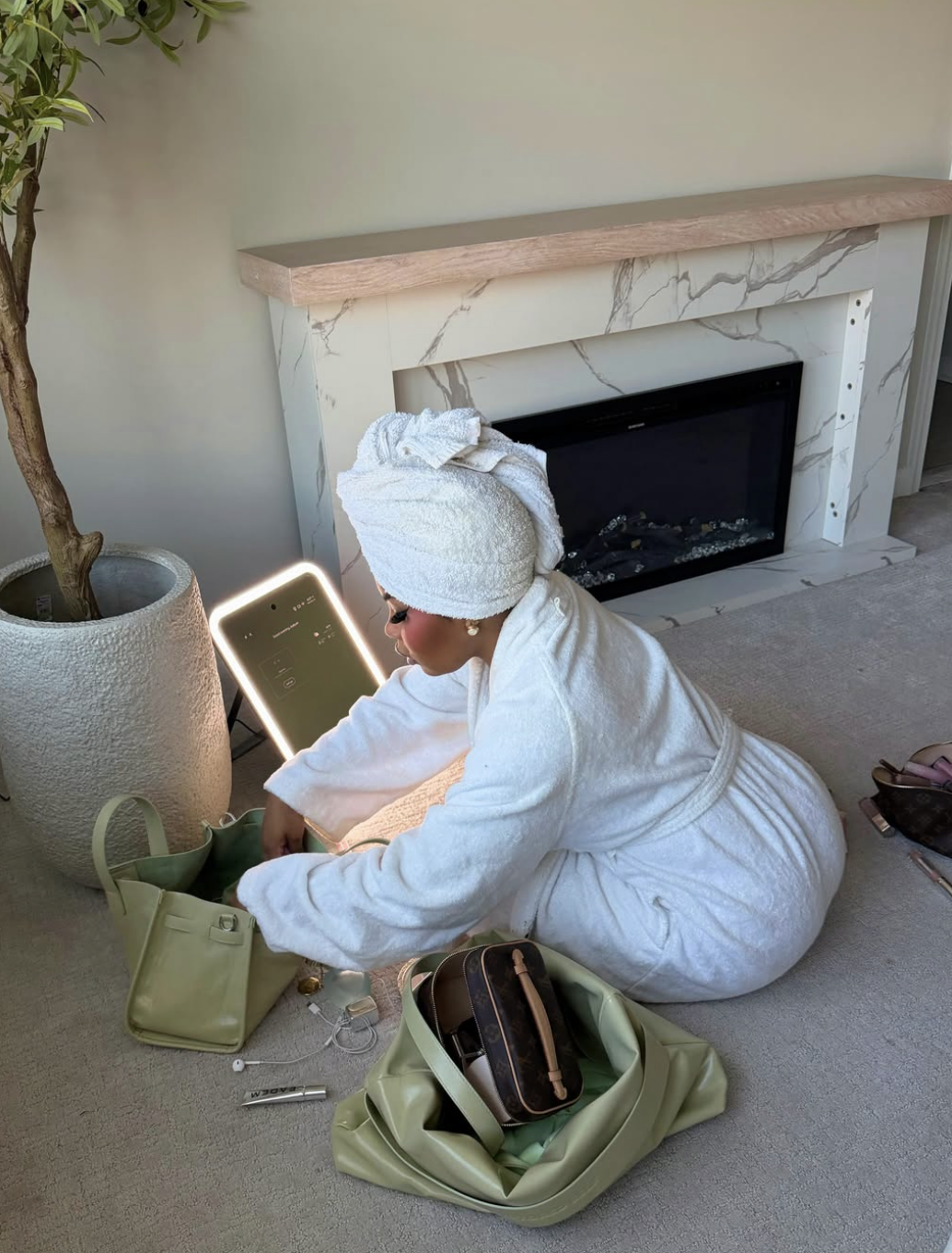Woman applying a hydrating face mask for dry, tight skin
