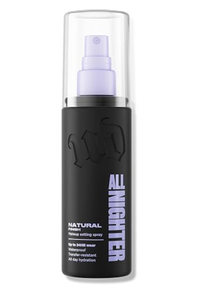 Urban Decay All Nighter makeup setting spray bottle.