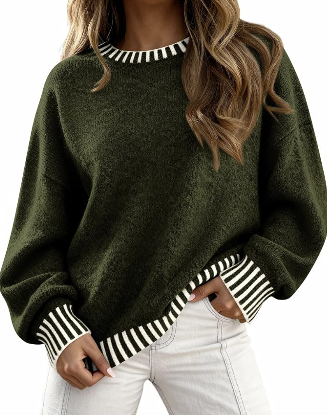 KIRUNDO contrast chunky sweater styled for fall, featured in an Autum Love guide
