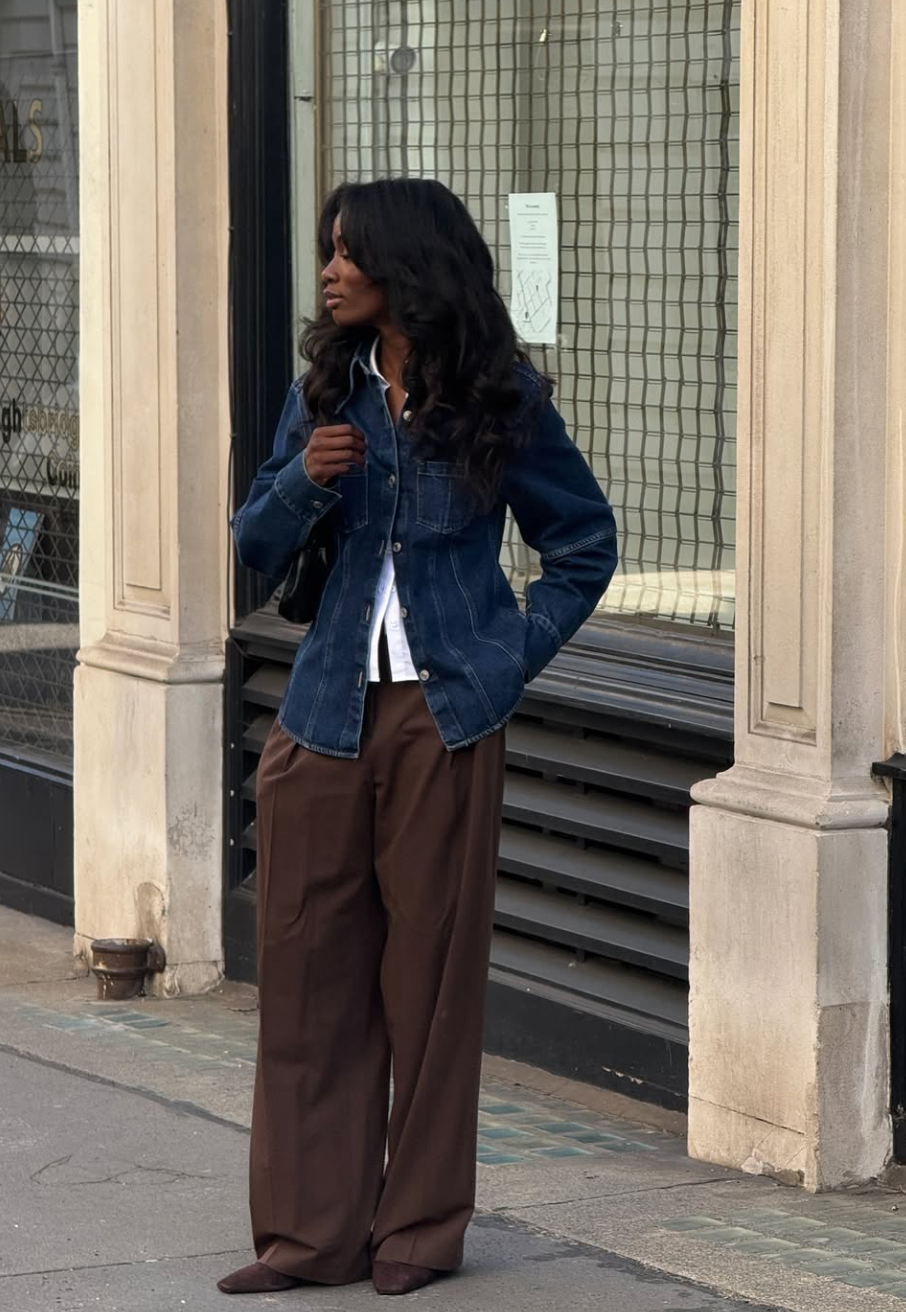 what color goes with brown trousers