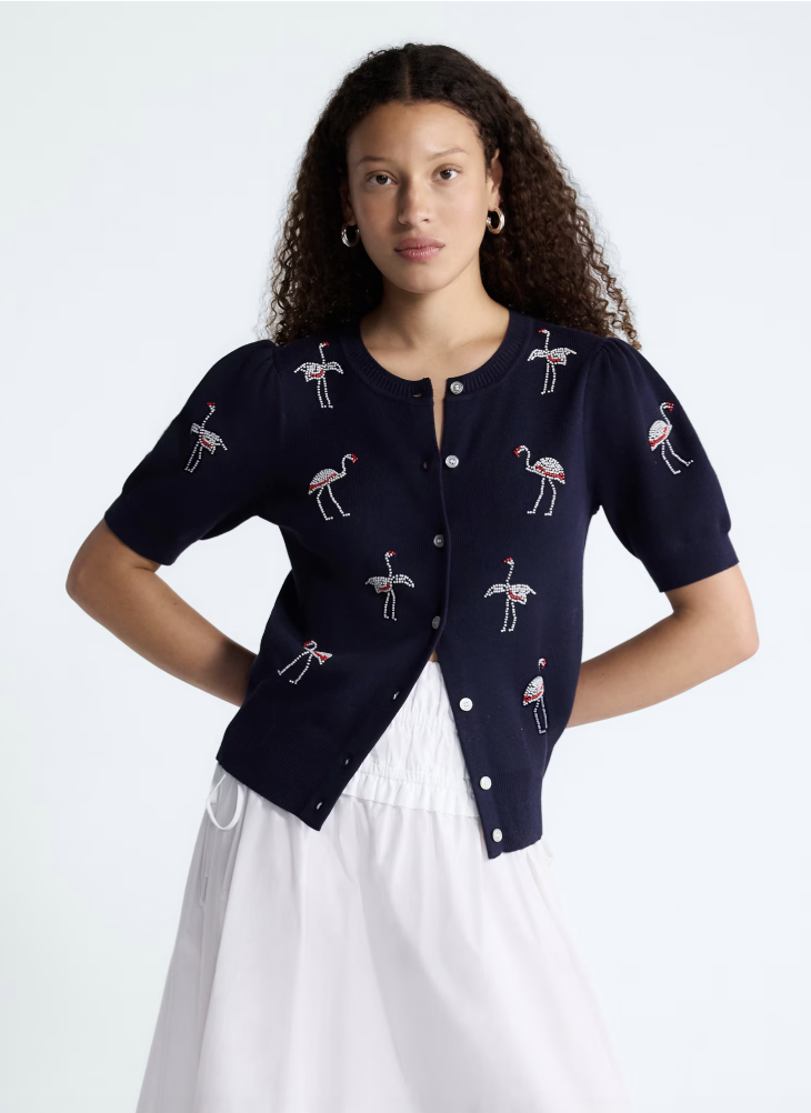 Free Assembly beaded puff-sleeve cardigan from Walmart