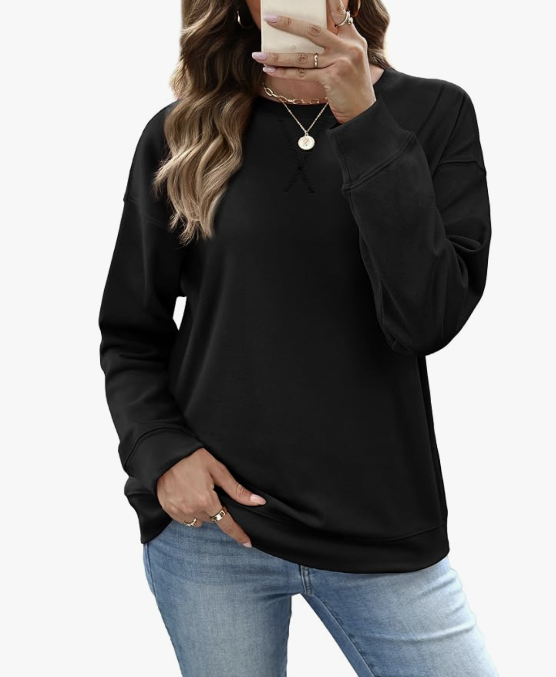 RUMIA crewneck sweatshirt styled for fall, featured in an Autum Love guide