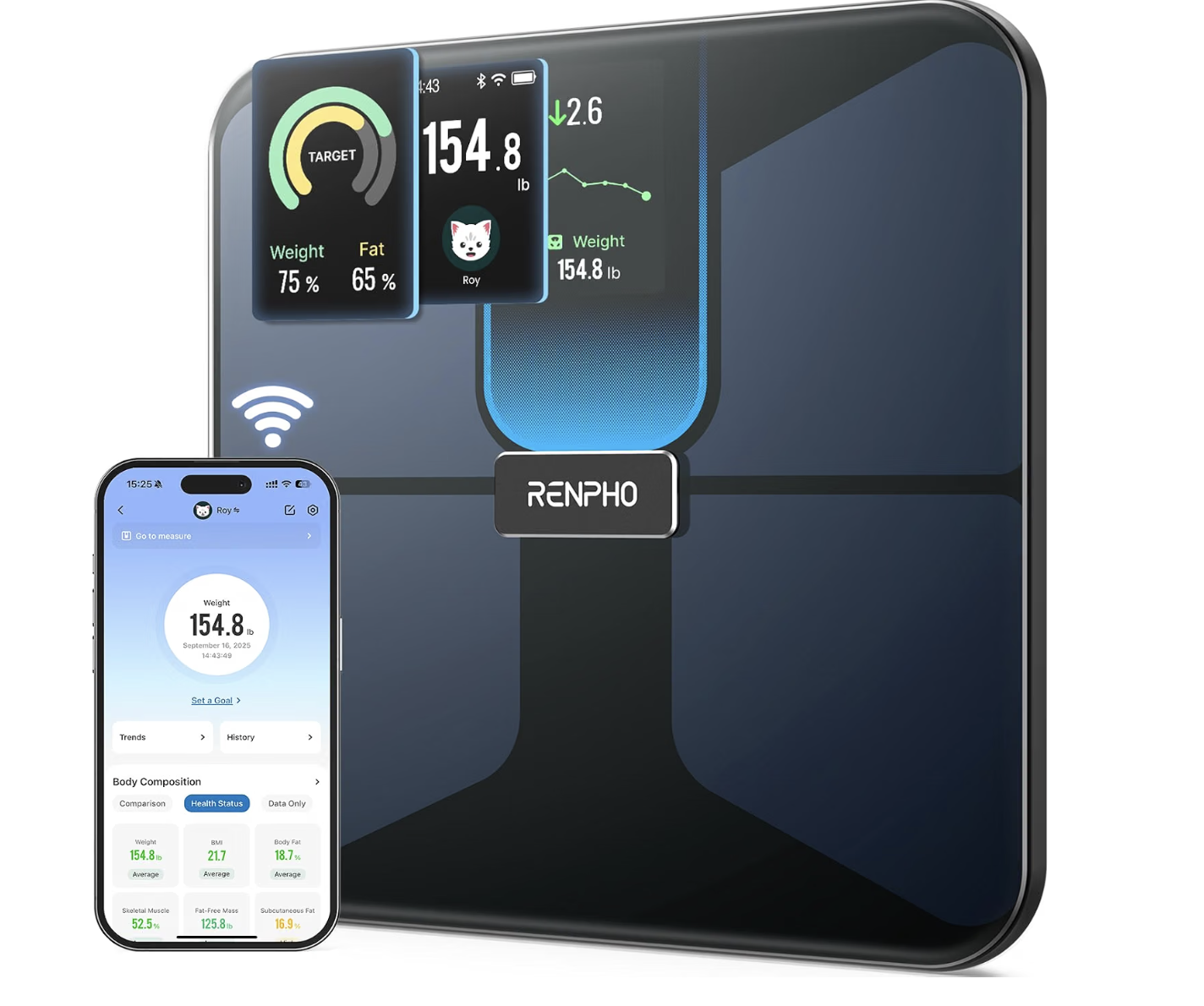 Renpho smart scale with a handle-mounted display