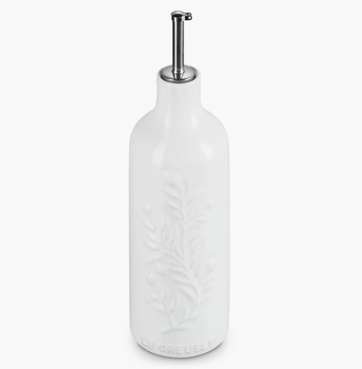 Le Creuset Olive Branch Stoneware Oil Cruet, White.