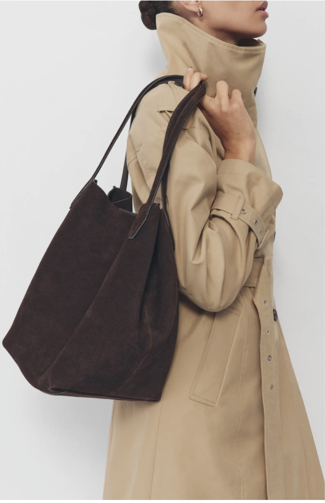 Madewell The Shopper spacious tote crafted from soft-grain suede.