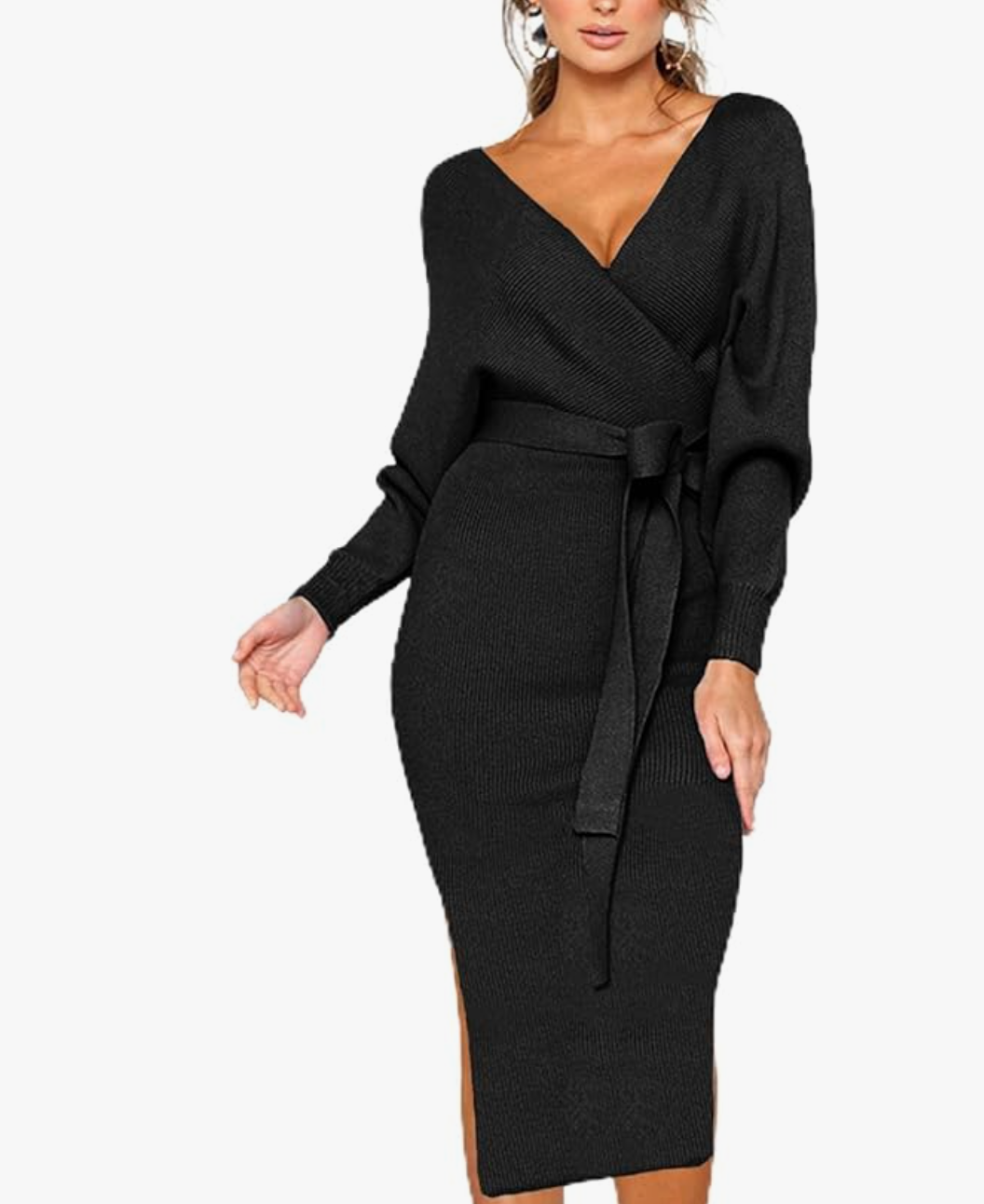 V Neck Sweater Dress