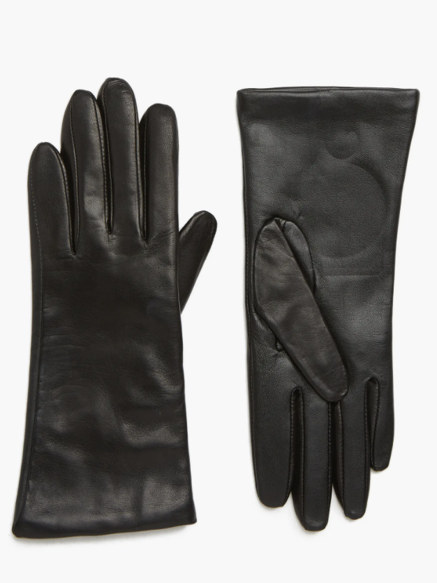 Rich brown leather touchscreen gloves with cashmere lining from Nordstrom