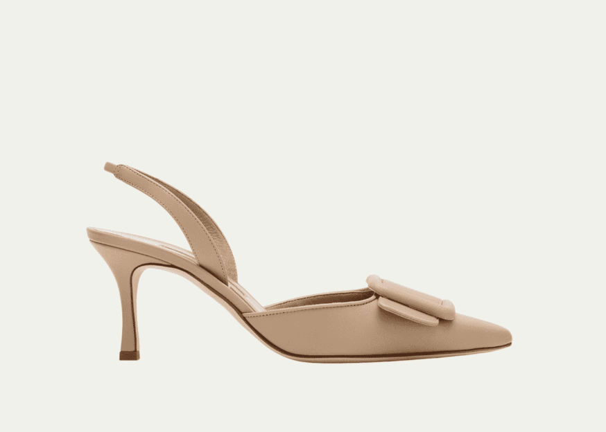 Manolo Blahnik Maysli Leather Buckle Halter Pumps $965